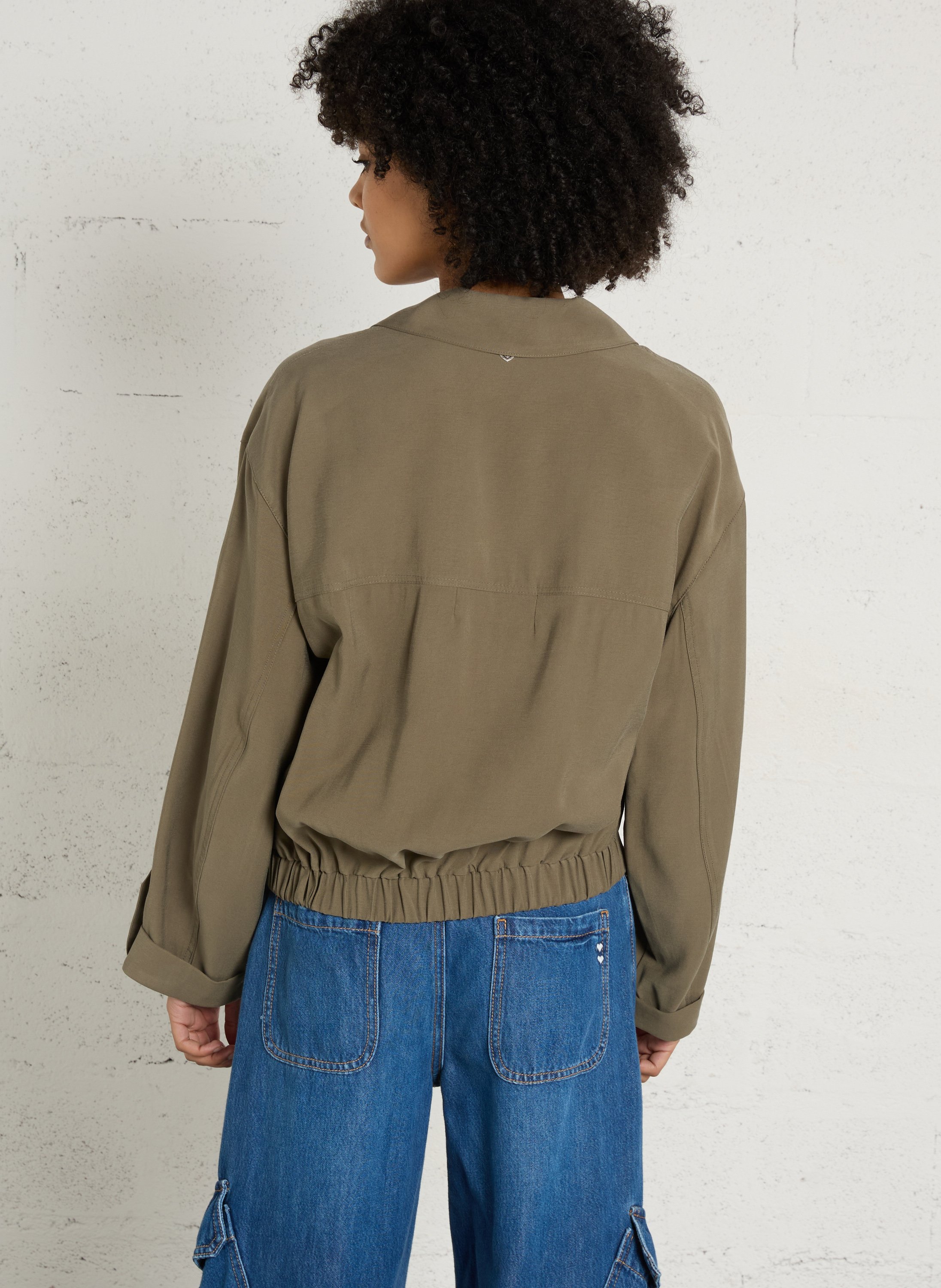 Straight tailored collar jacket PLEASE Khaki