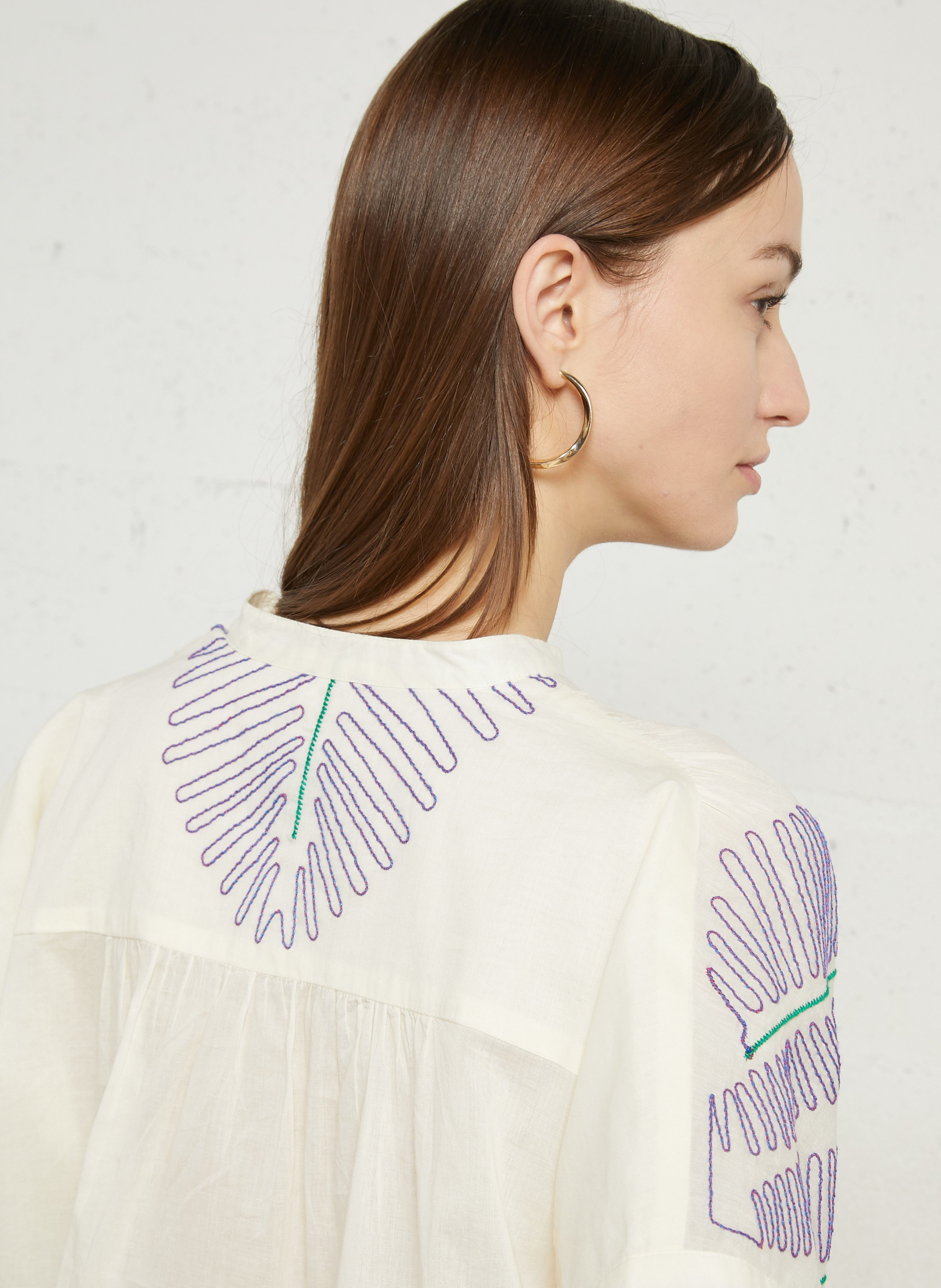 Weite Baumwollbluse mit Mao-Kragen SACRECOEUR Mehrfarbig