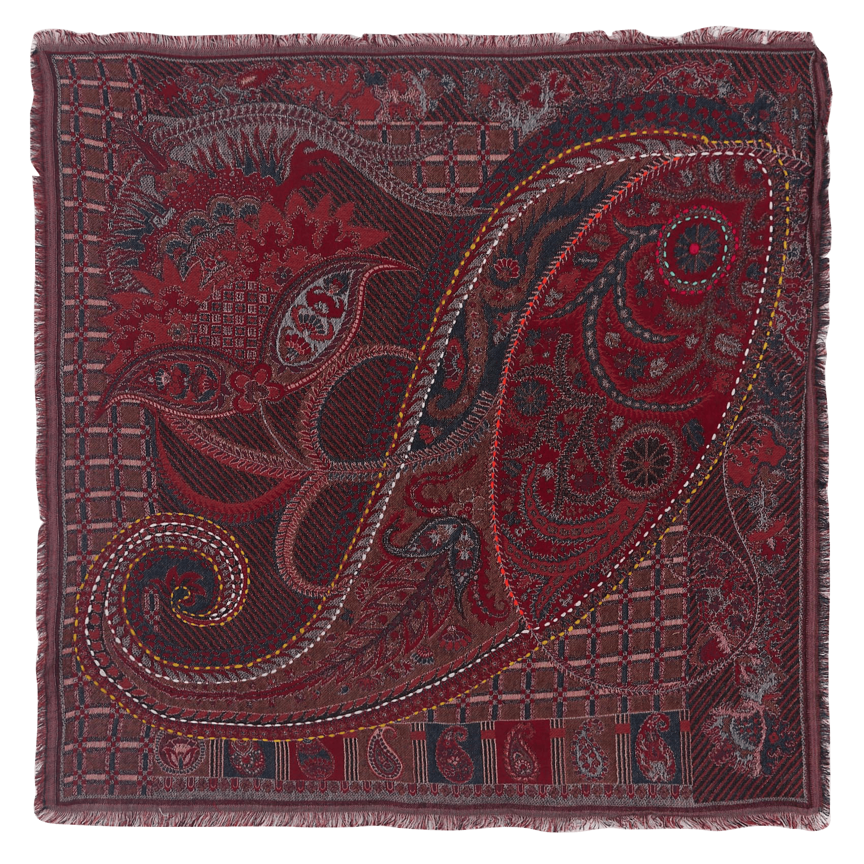 Square printed scarf in cotton and wool LA FEE MARABOUTEE Red