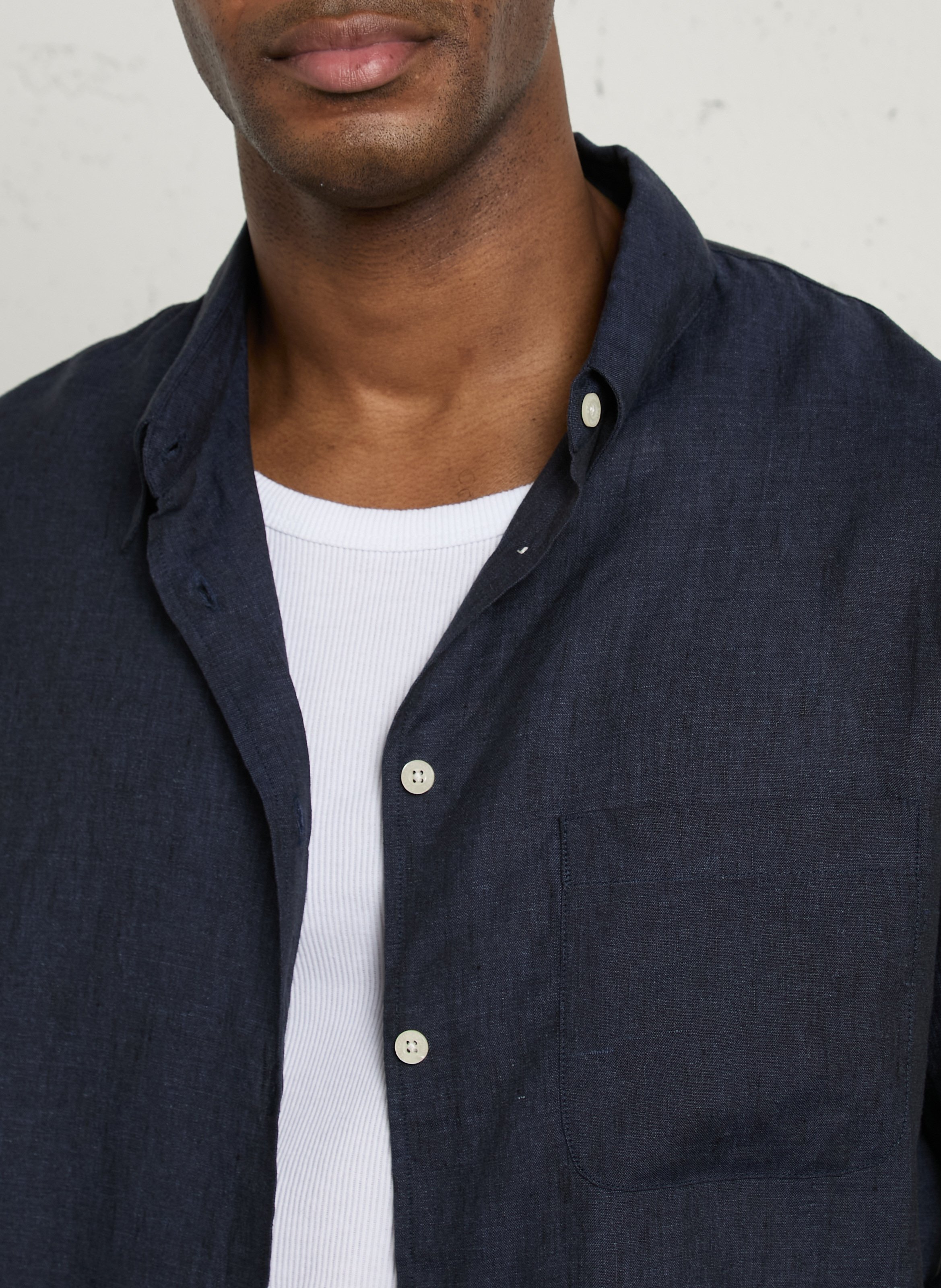 Loose-fit linen shirt with classic collar COLORFUL STANDARD Blue