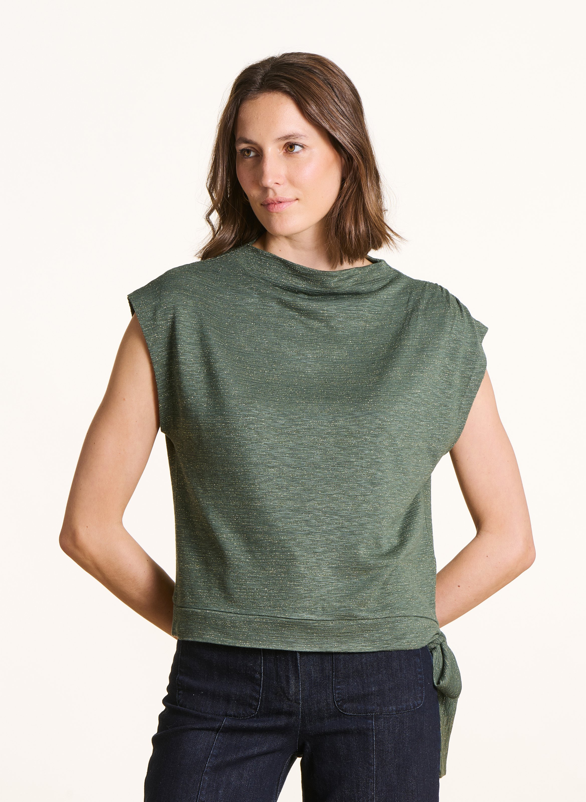 Short-sleeve metallic top LA FEE MARABOUTEE Green