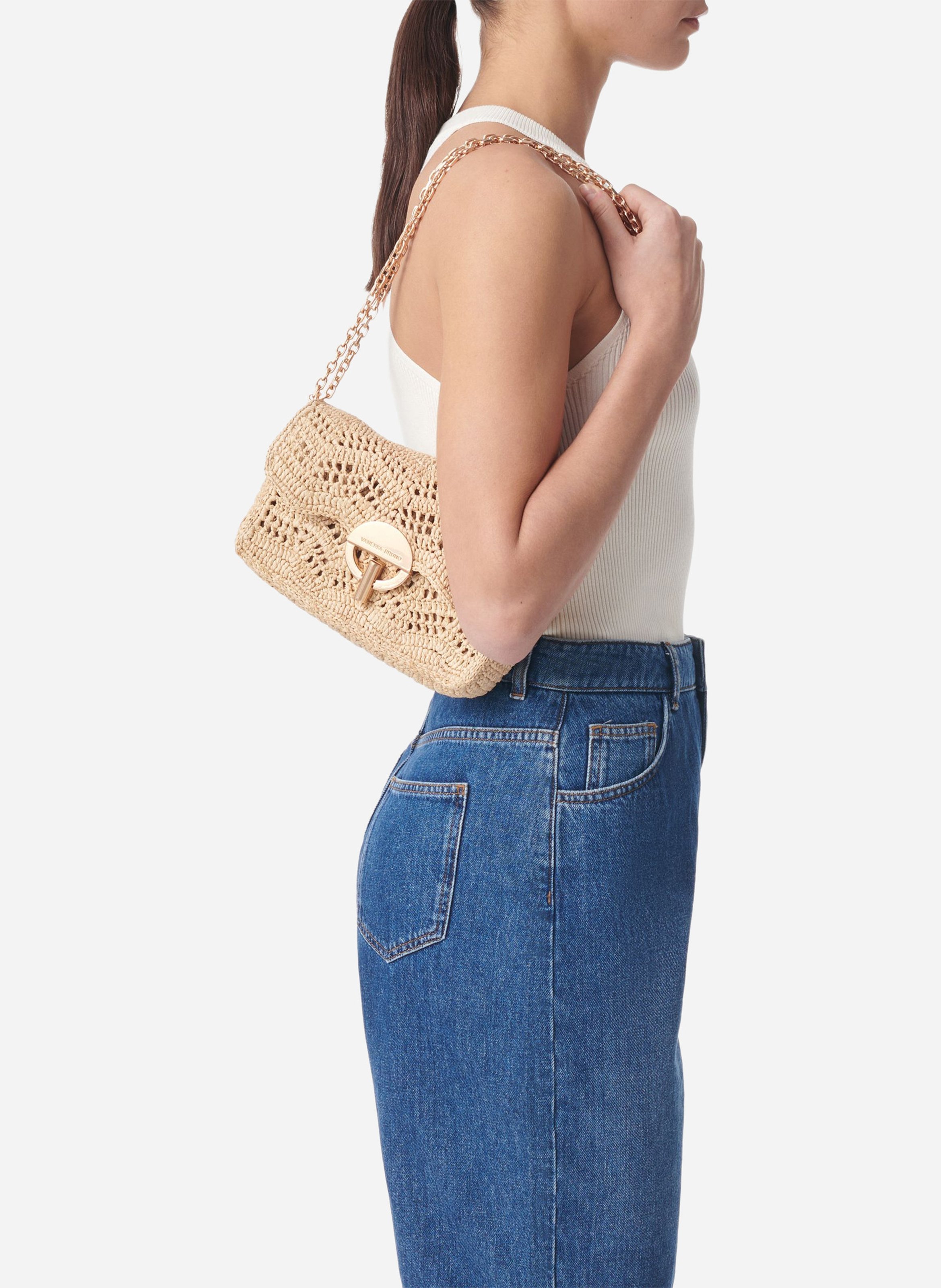 Sac porté épaule en raphia  VANESSA BRUNO Beige