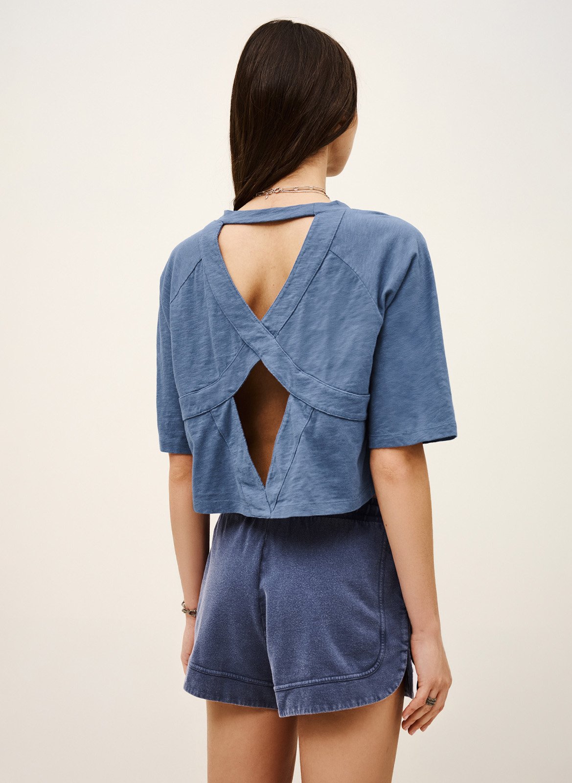 Tee-shirt col rond en coton BA&SH Bleu