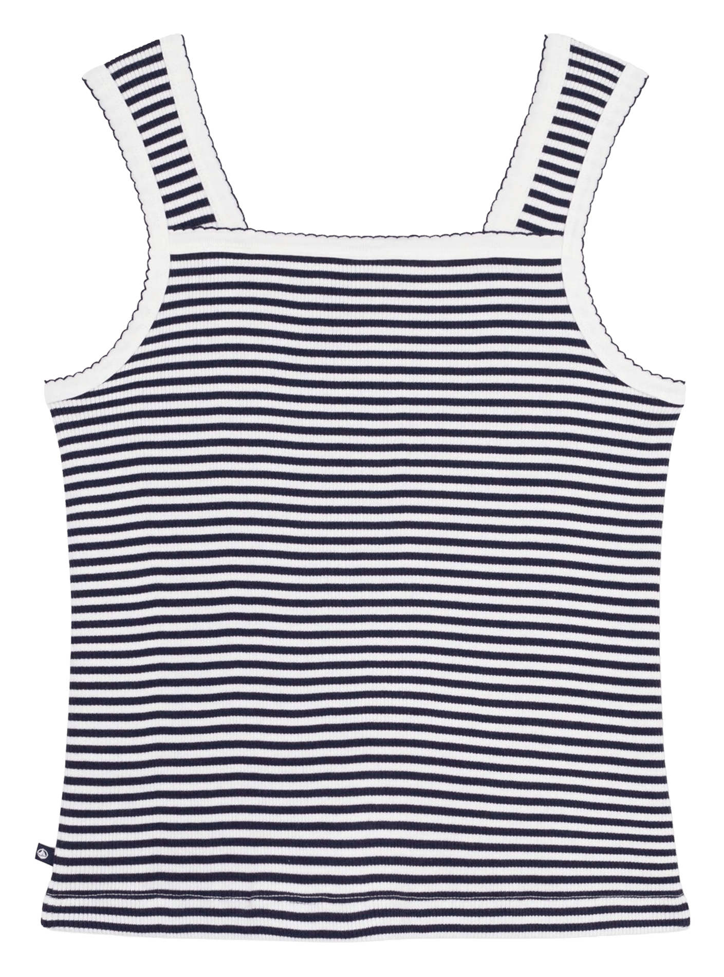 Square neck striped cotton top PETIT BATEAU Grey