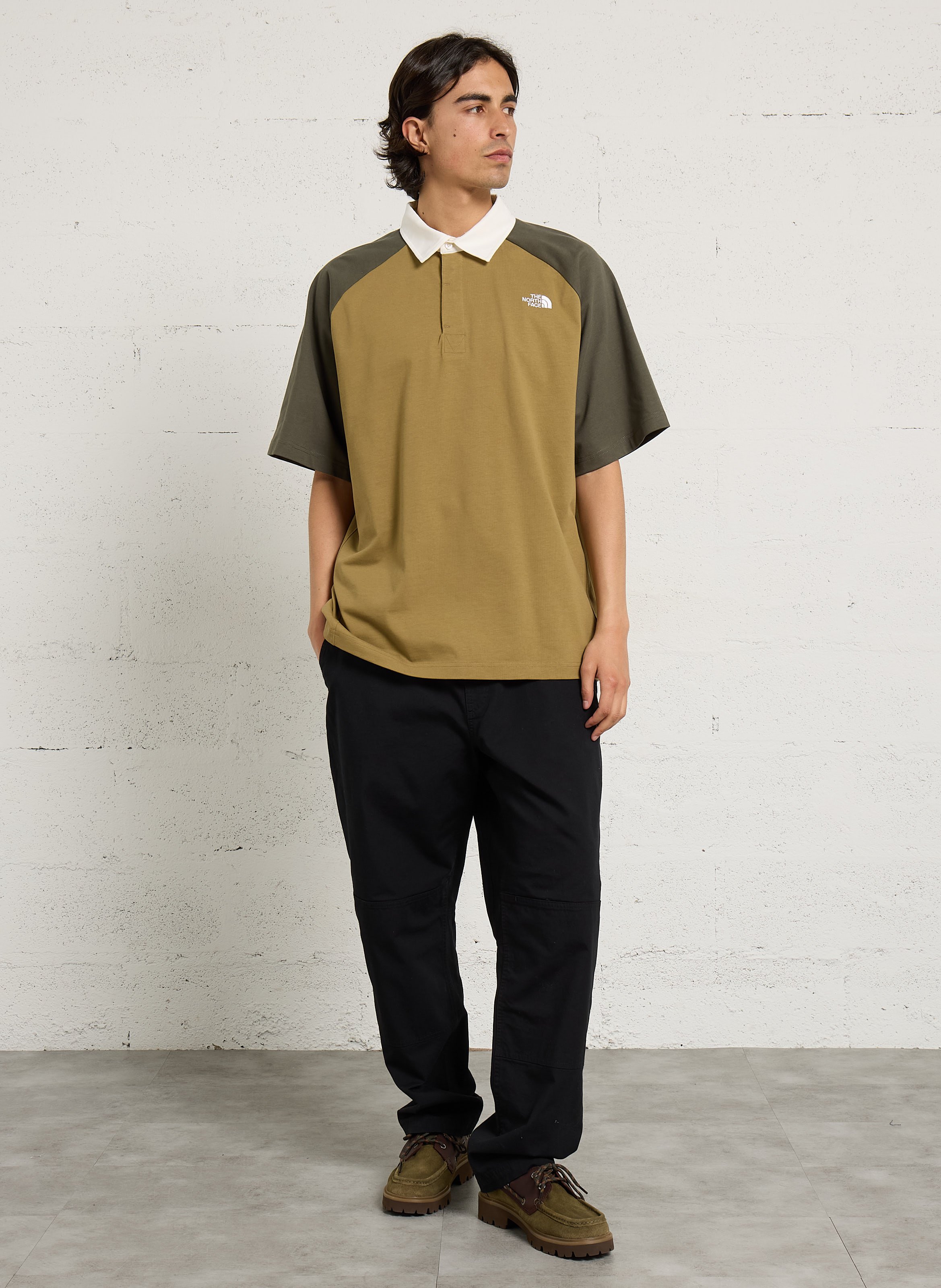 Polo droit brodé en coton THE NORTH FACE Marron