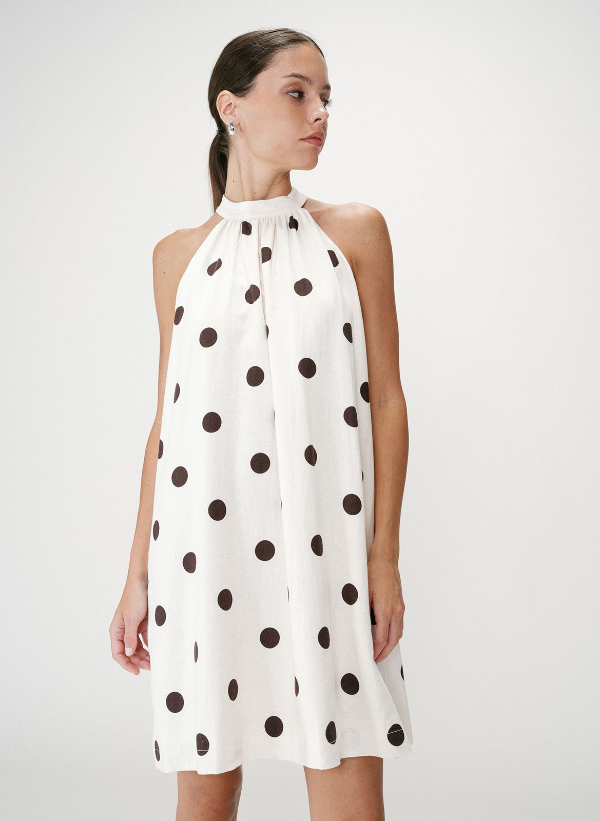 High-neck polka dot top GRACE ET MILA White