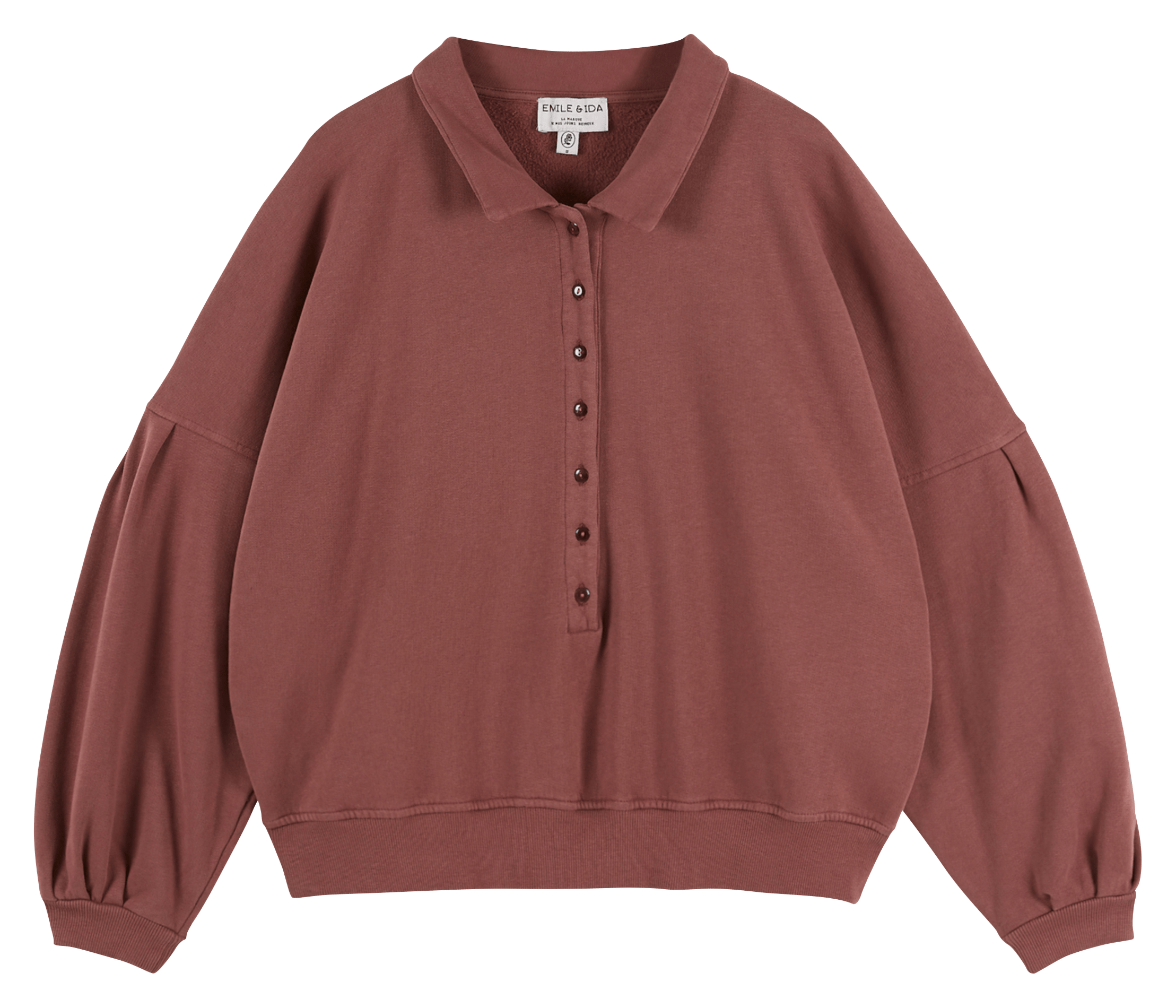 Sudadera oversize de algodón orgánico con cuello clásico EMILE ET IDA Morado
