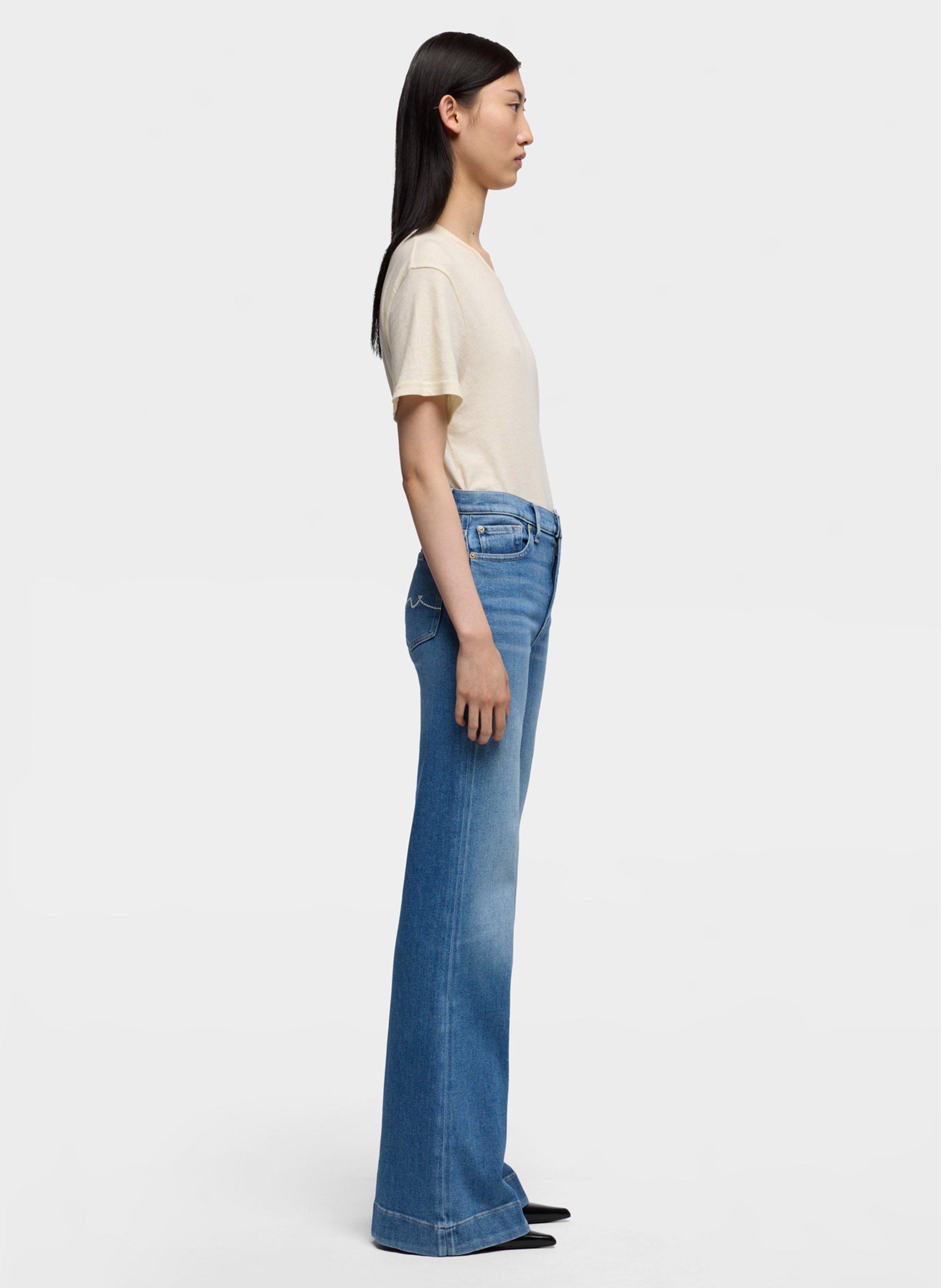 Cotton-blend bootcut jeans 7 FOR ALL MANKIND Blue