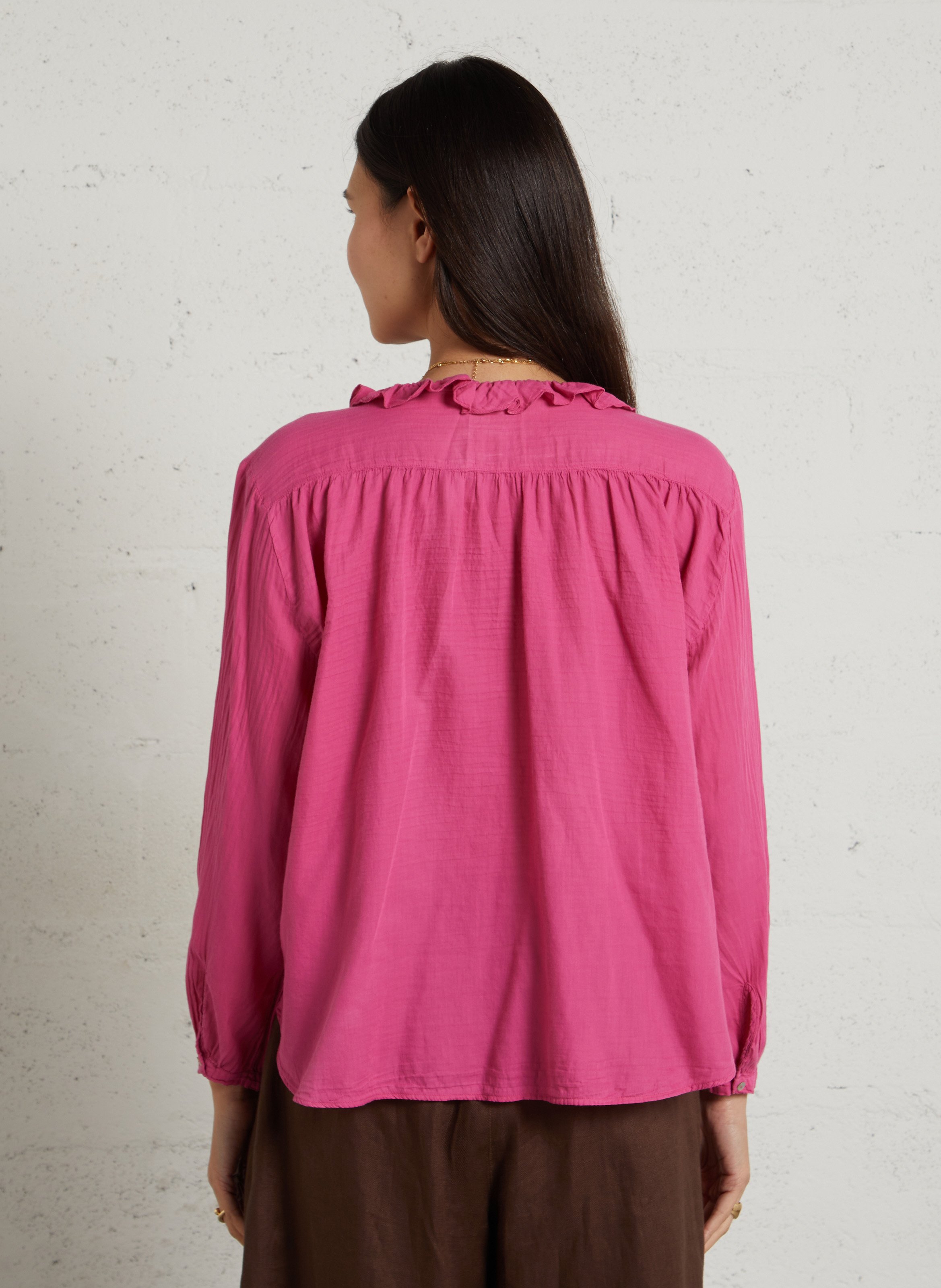 Bluse mit Rundhalsausschnitt und Volants BELLA JONES Rosa