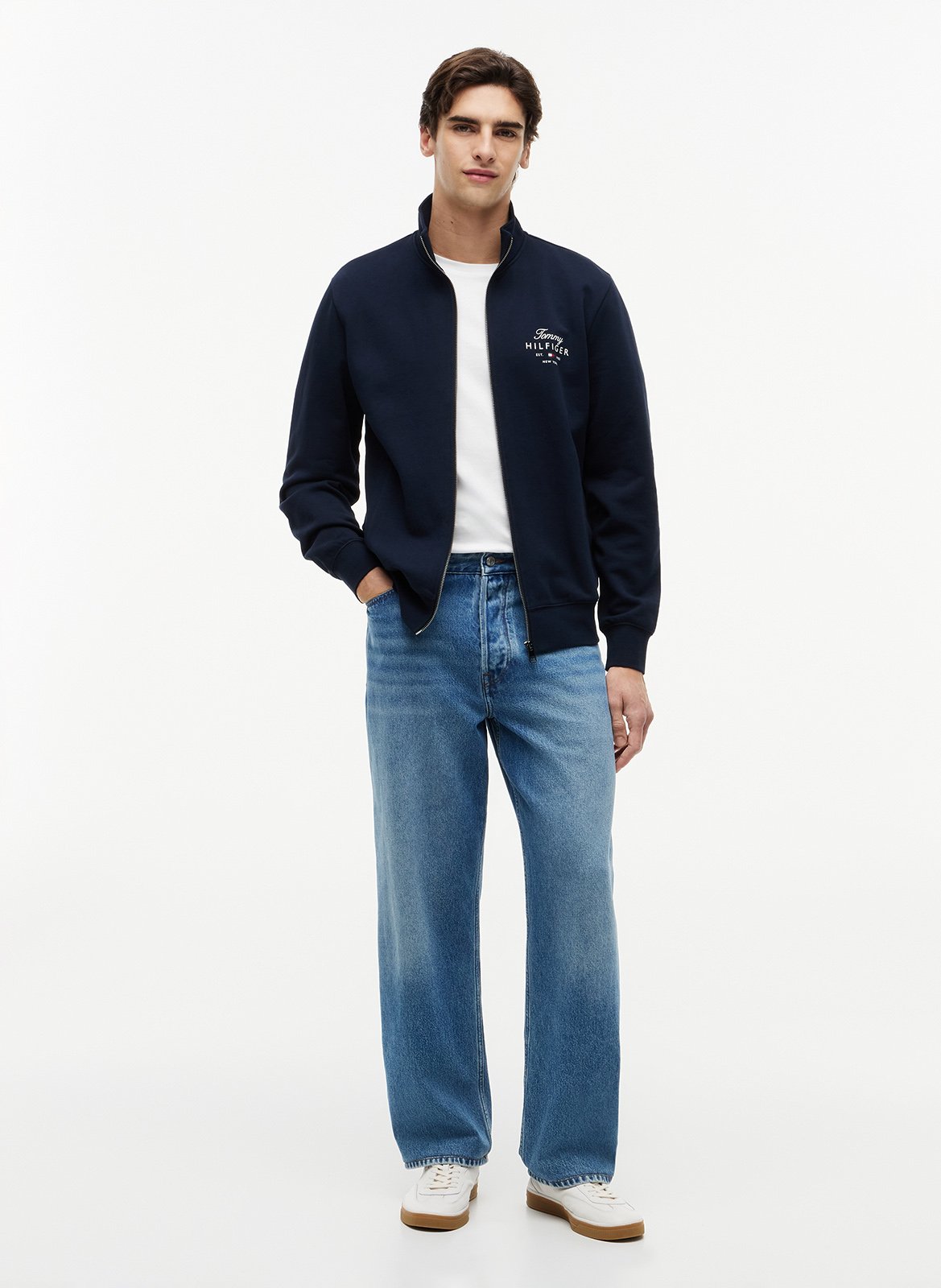 Baumwoll-Sweatshirt mit Reißverschluss TOMMY HILFIGER Blau