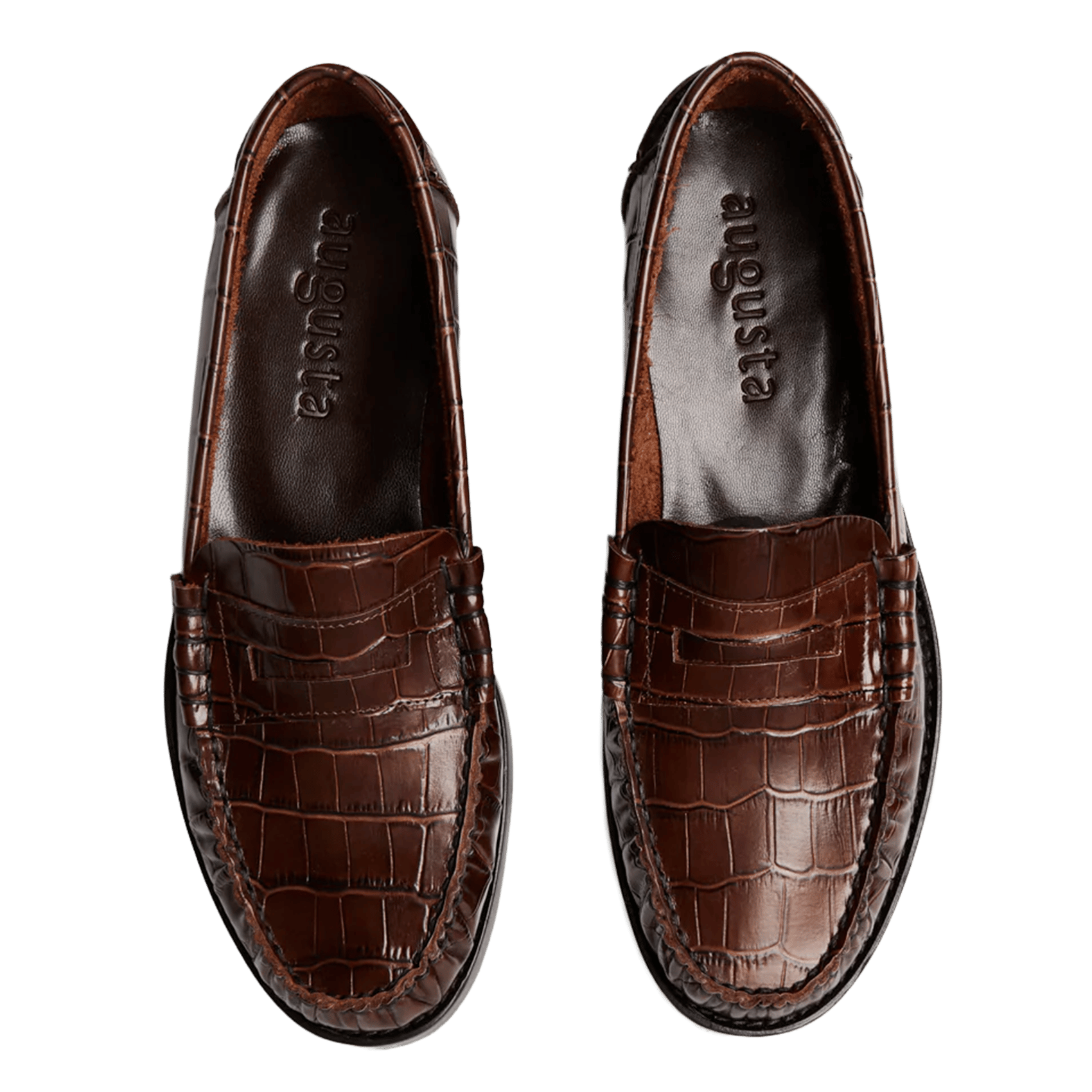 Embossed crocodile leather loafers | Brown AUGUSTA Women