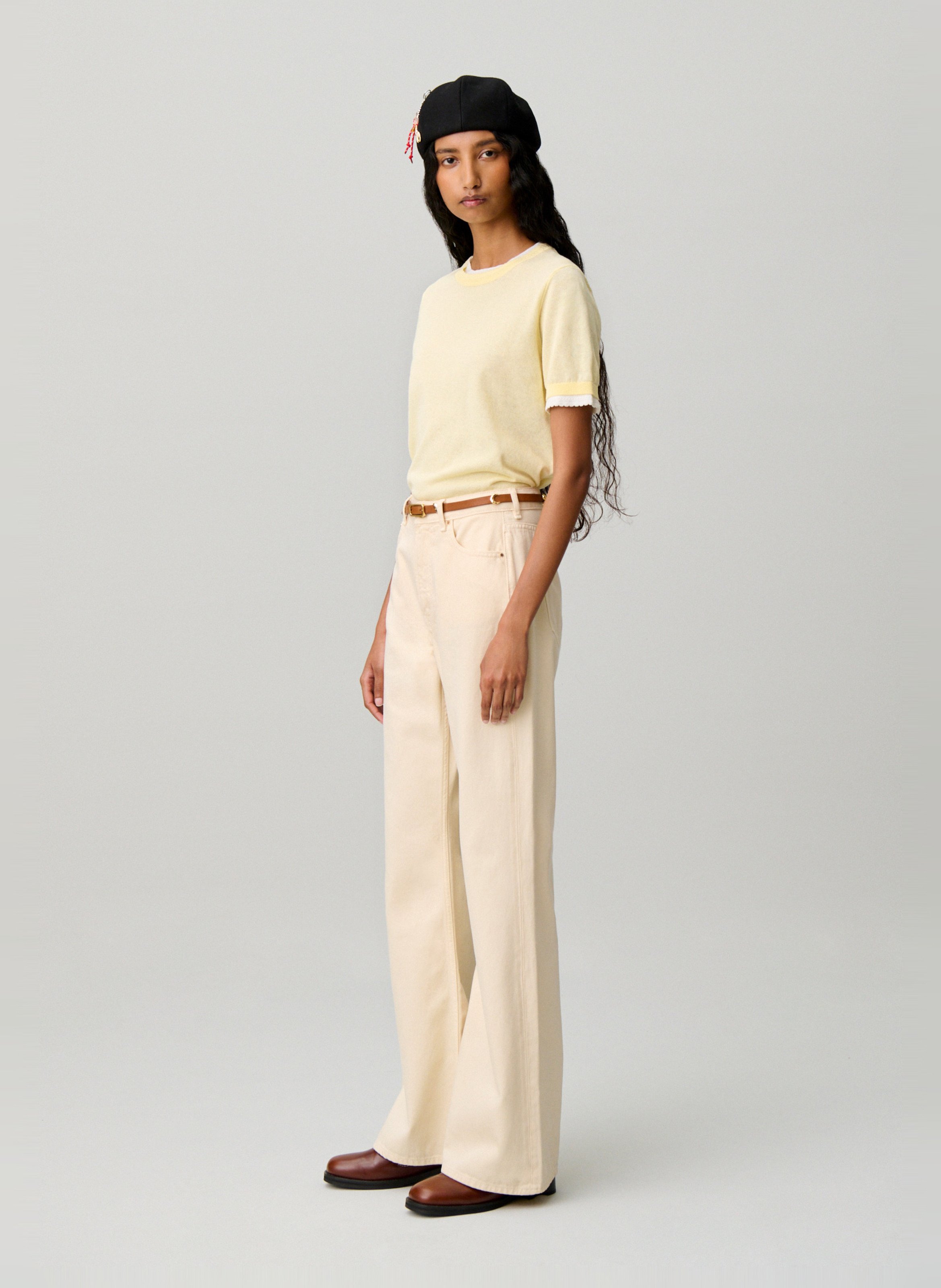 Jean droit taille haute uni  CLAUDIE PIERLOT Beige