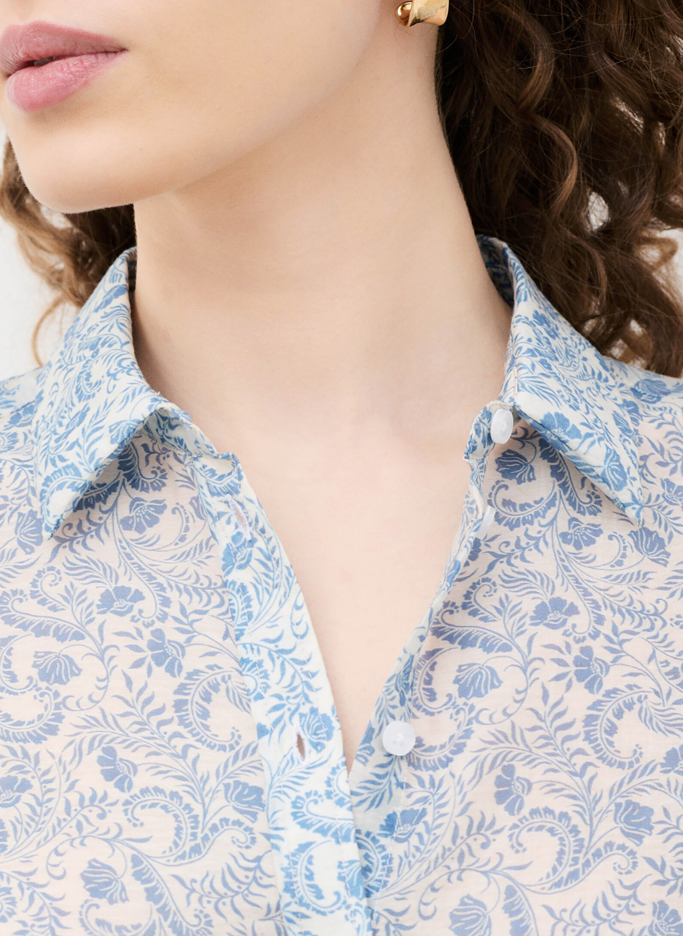 Straight printed shirt with classic collar CAROLL White