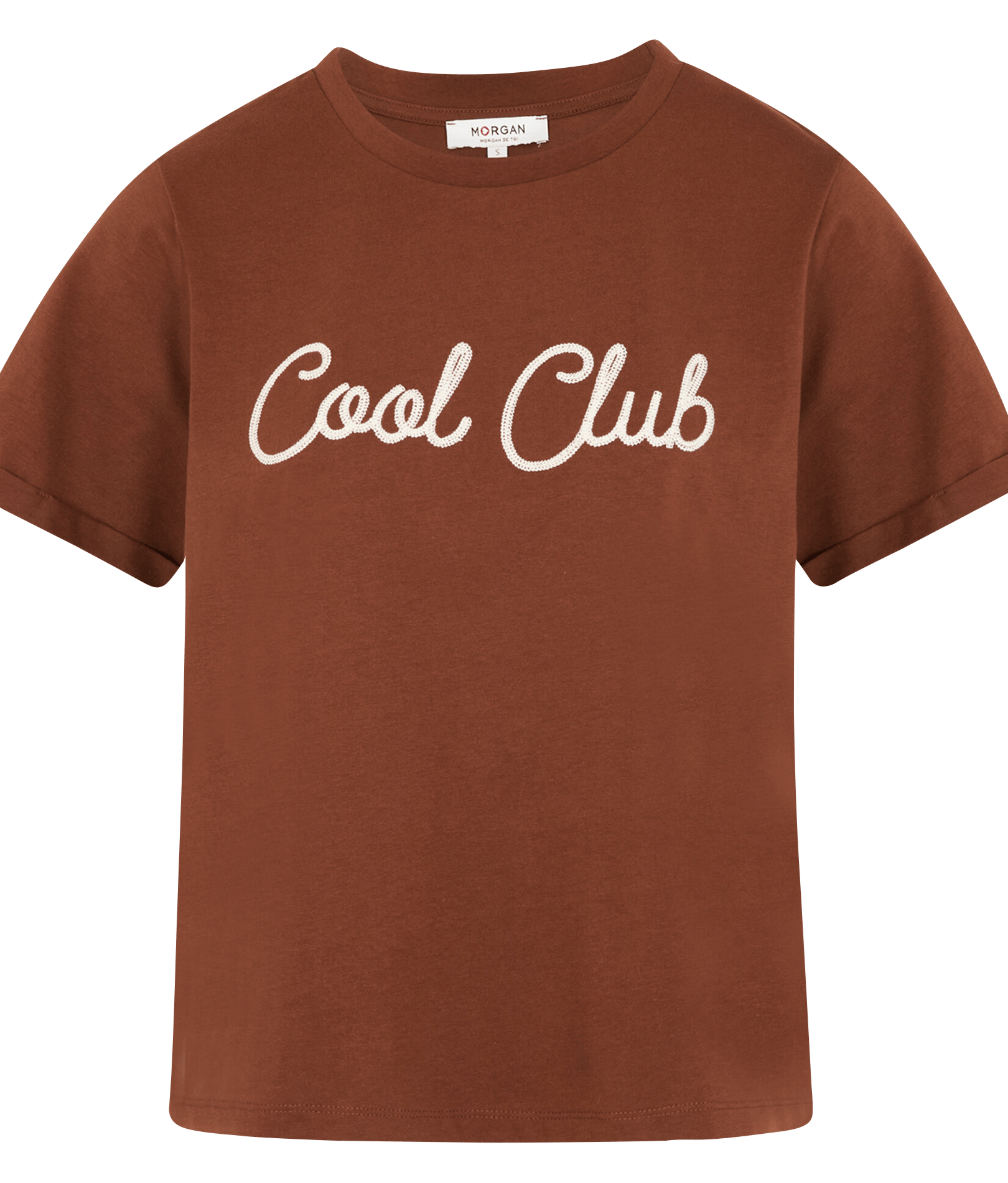 T-shirt droit col rond  MORGAN Marron