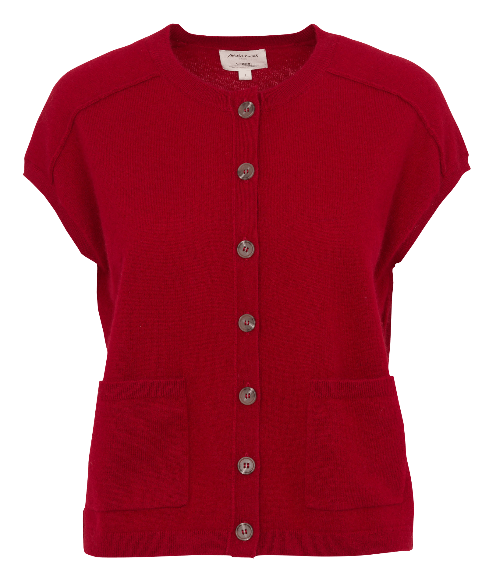 Gilet col rond en cachemire MAISON 123 Rouge