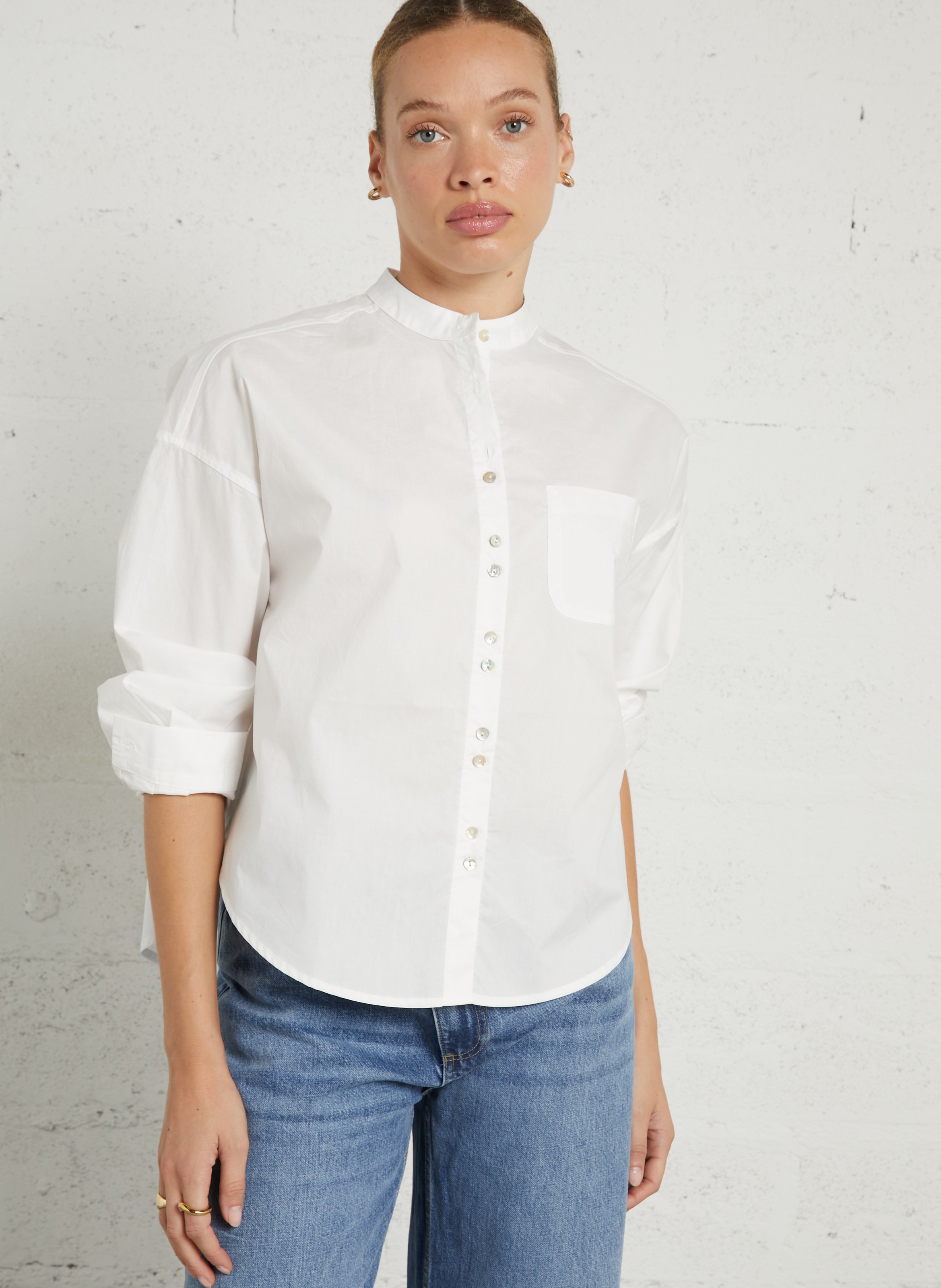Oversized round neck cotton shirt JC SOPHIE White