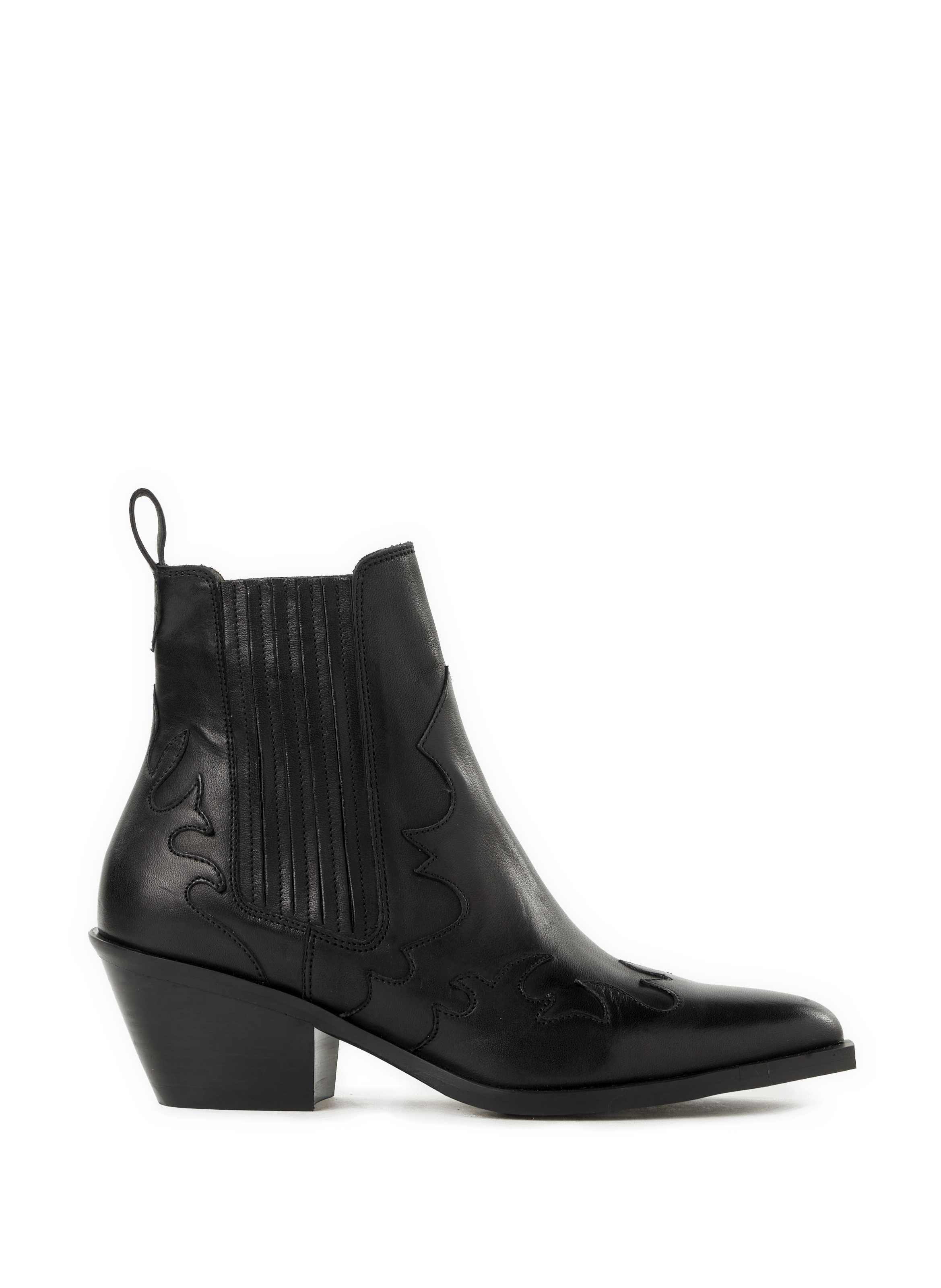 Leather cowboy ankle boots in full coco leather SAISON 1865 Black