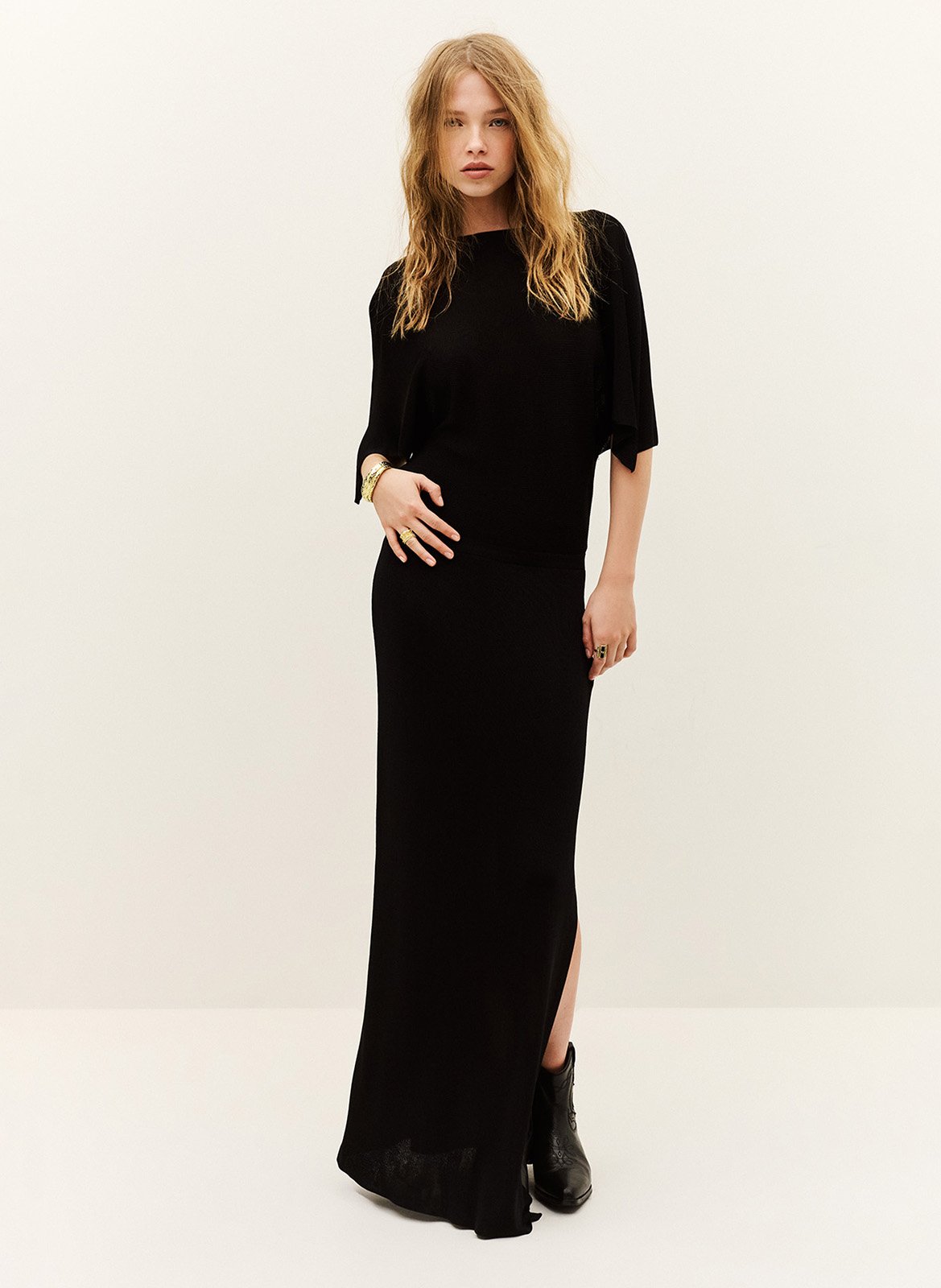 Robe maxi plissée à dos nu BA&SH Noir