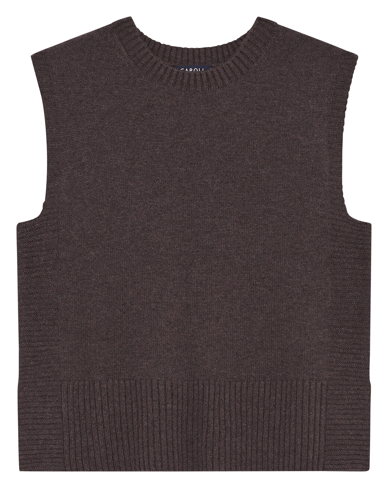 Round-neck wool-blend sweater CAROLL Brown