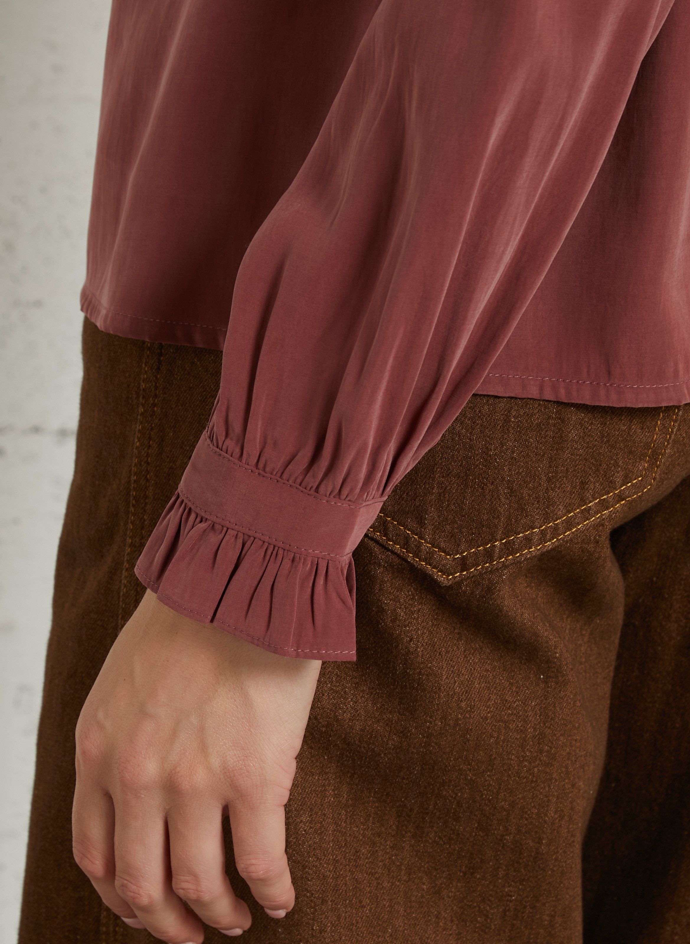 Chemise col rond à volant SEE U SOON Rouge
