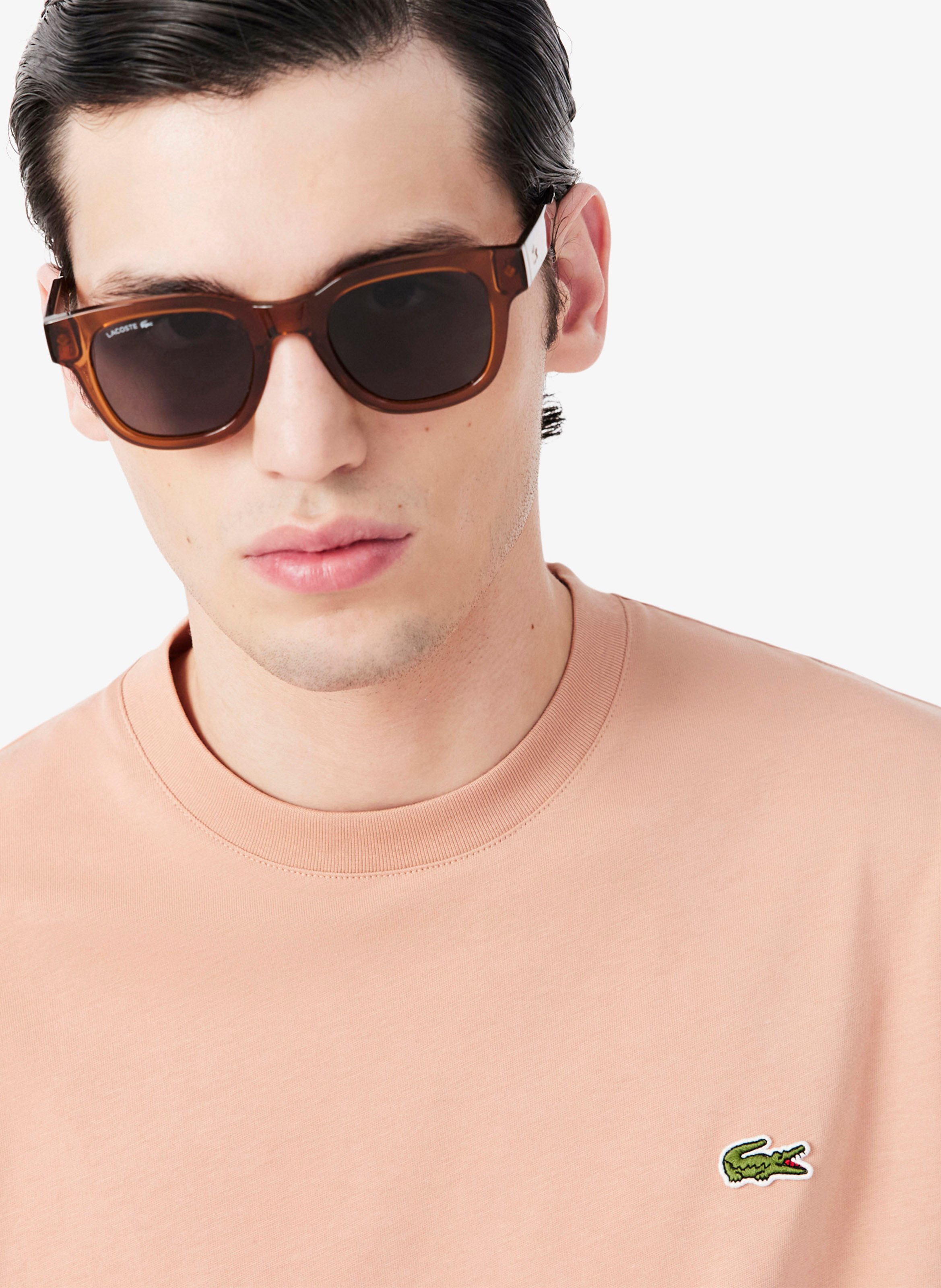 Einfarbiges T-Shirt mit Baumwolllogo LACOSTE Rosa