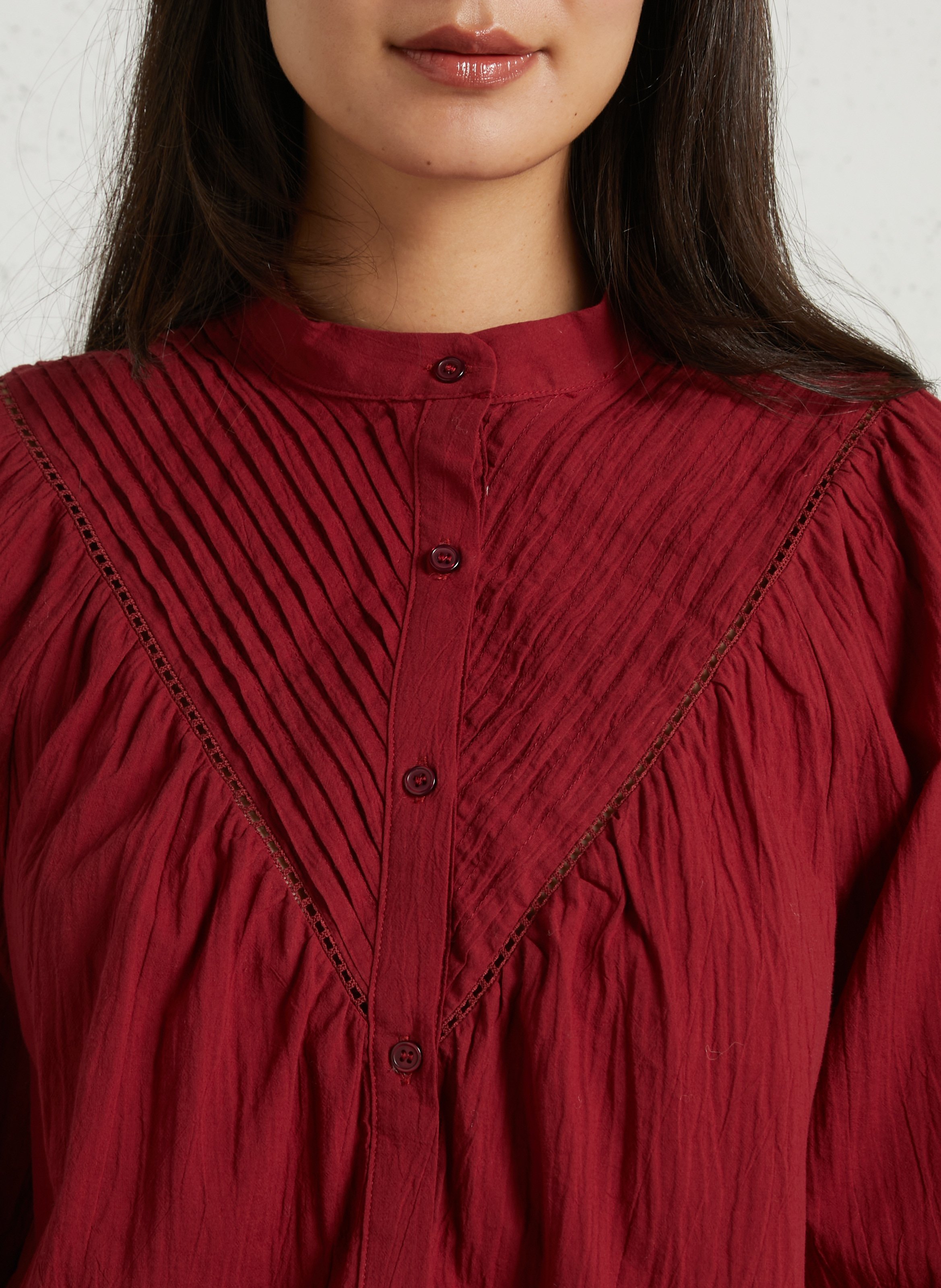 Katoenen blouse met ronde hals THE KORNER Rood