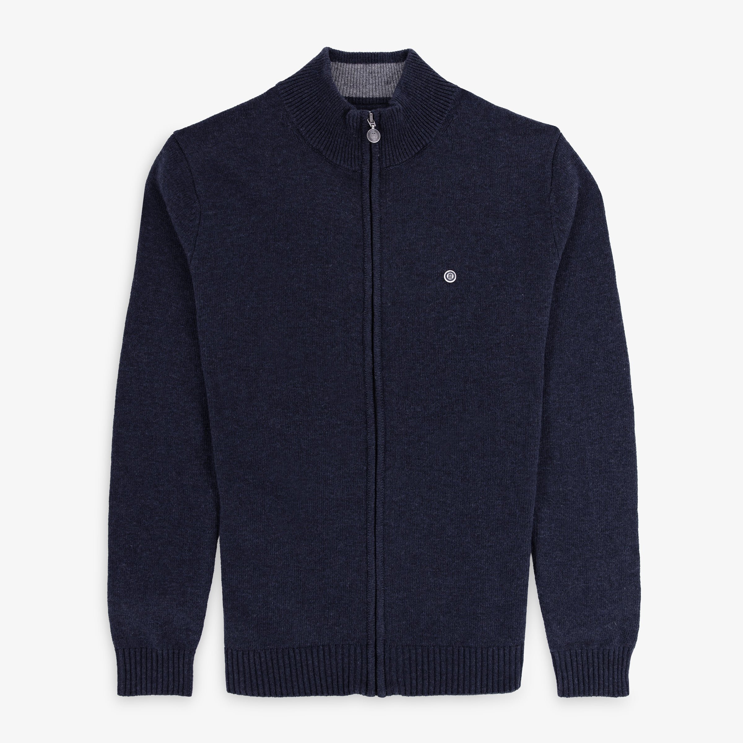 Zip-up high-neck sweater in a wool blend SERGE BLANCO Blue