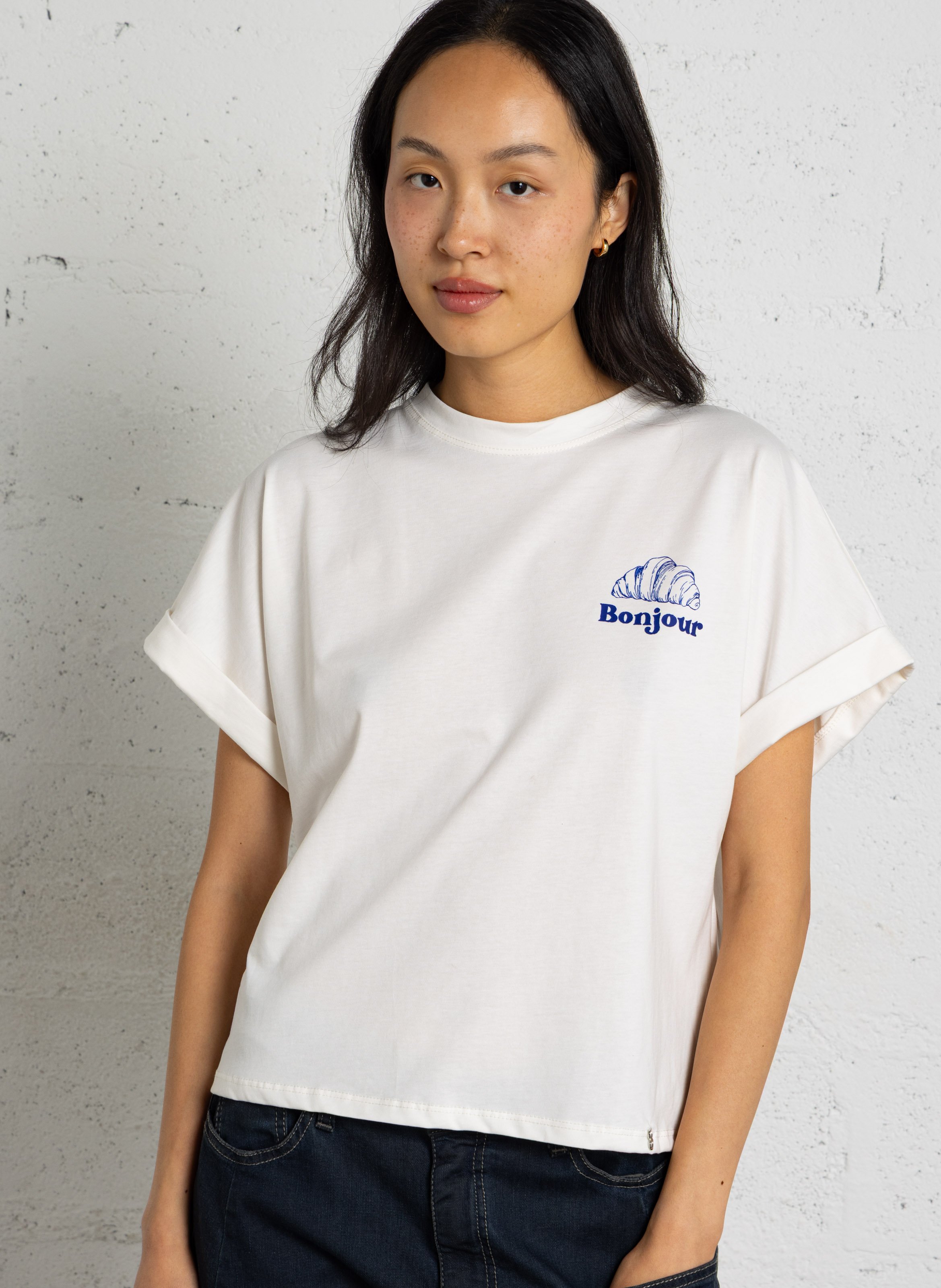 V-neck T-shirt PLEASE Beige