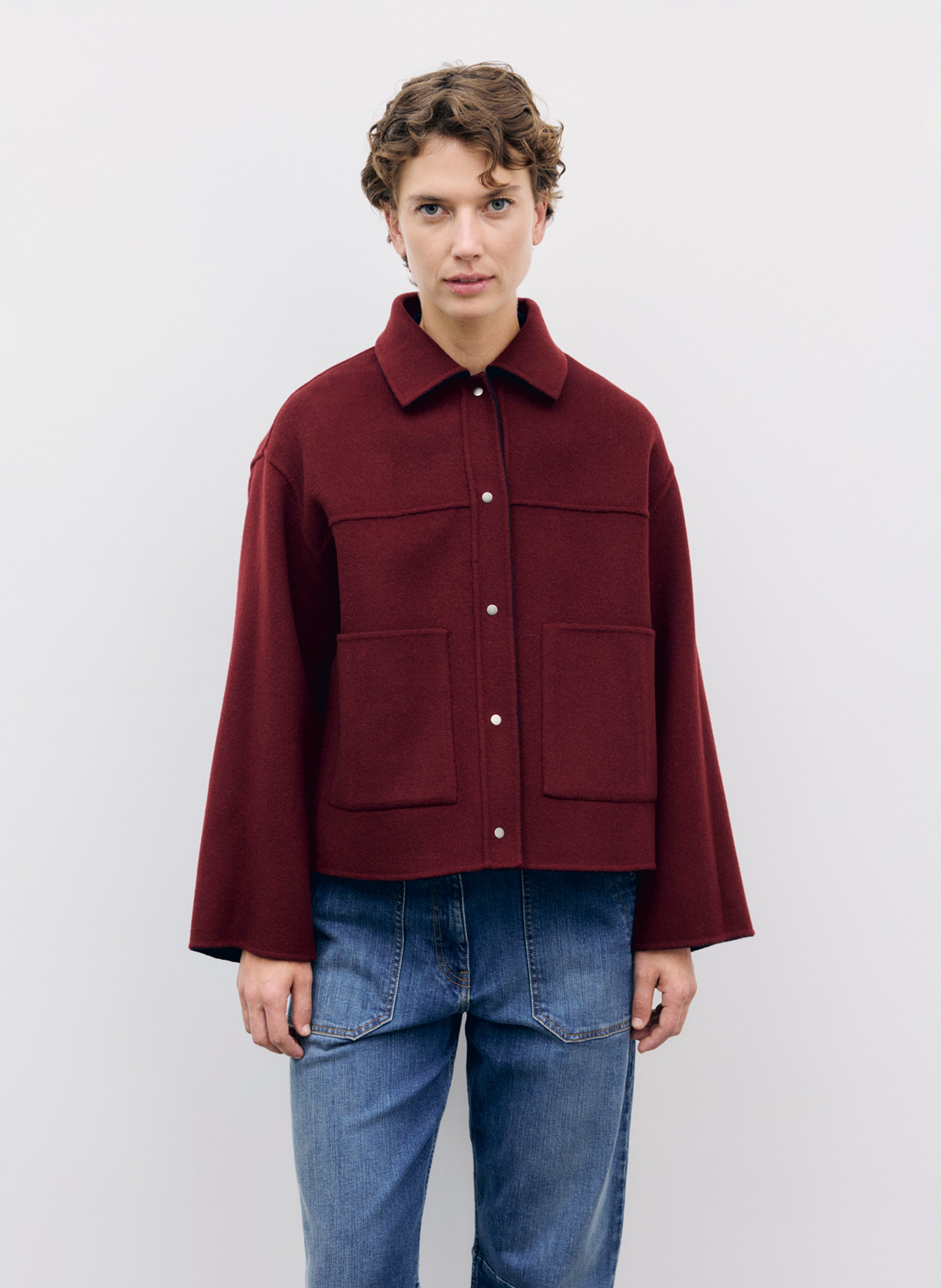 Plain buttoned wool coat GERARD DAREL Blue