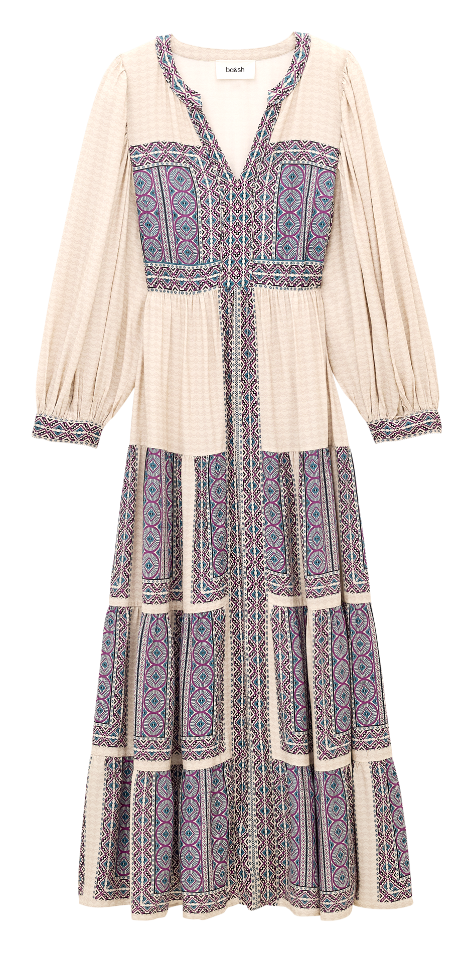 Long loose-fit printed dress BA&SH Beige