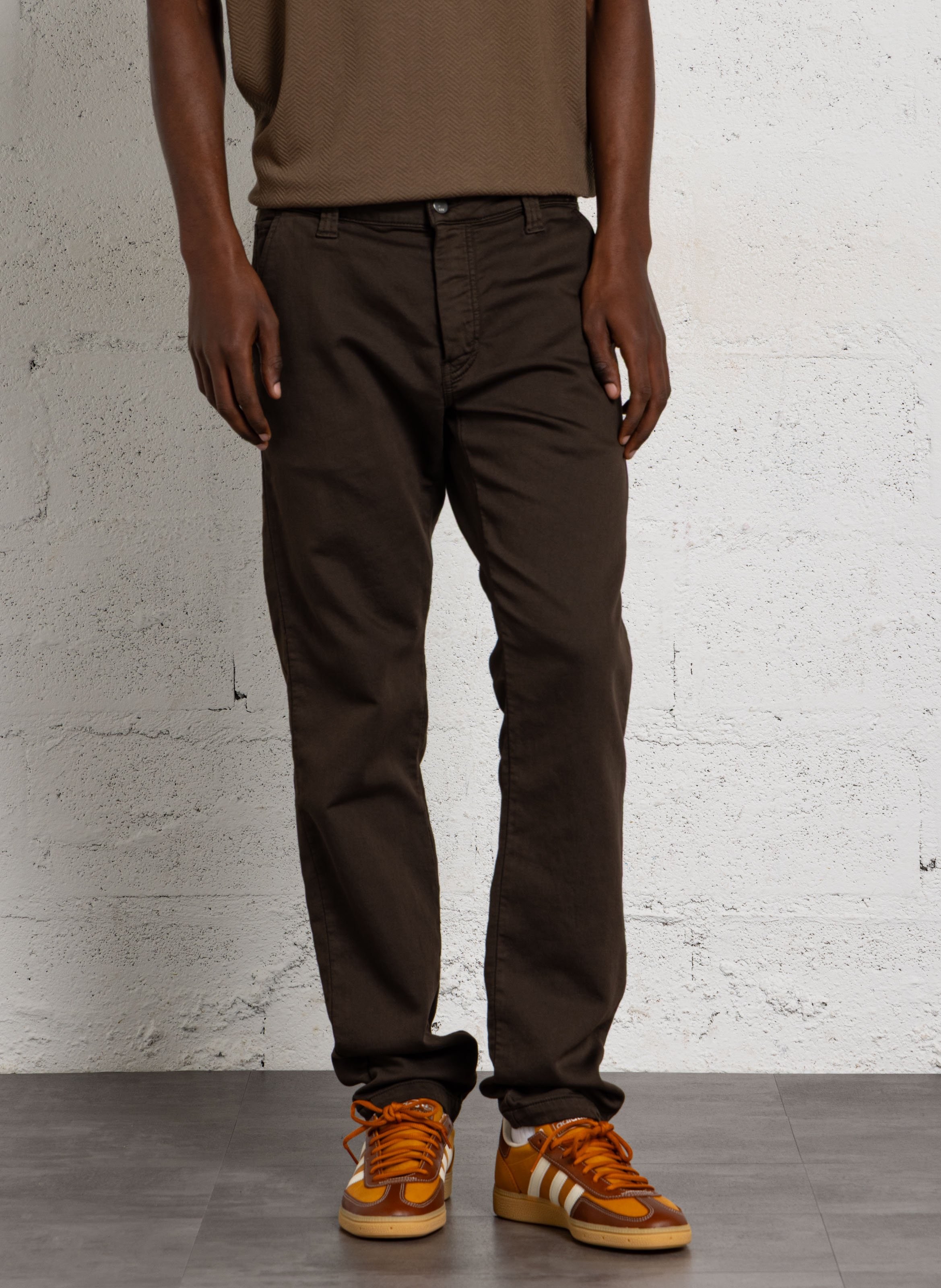 Slim-fit cotton-blend pants LE TEMPS DES CERISES Brown
