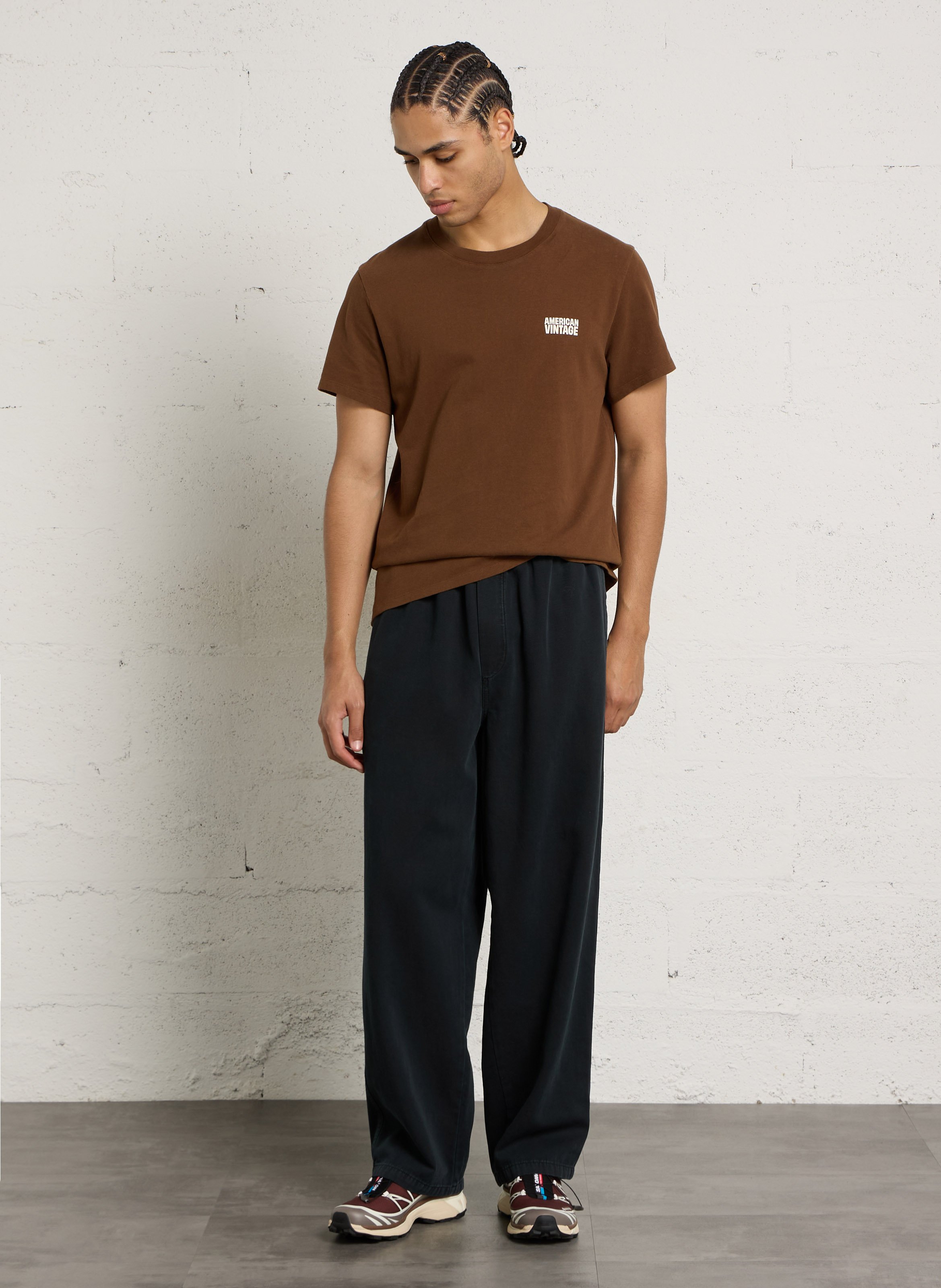 Wijde katoenen pantalon AMERICAN VINTAGE Zwart