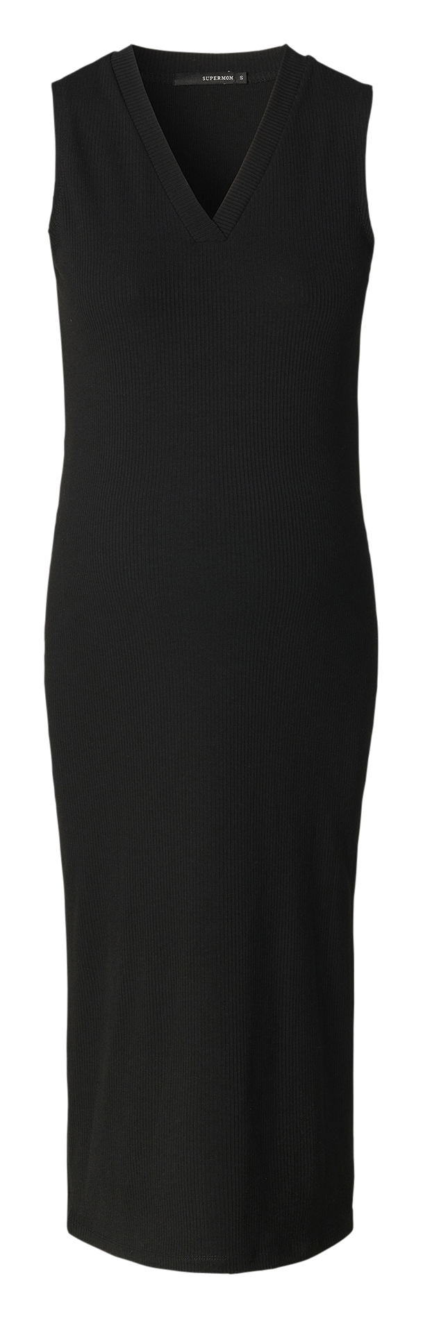 Robe midi col V moulante SUPERMOM Noir