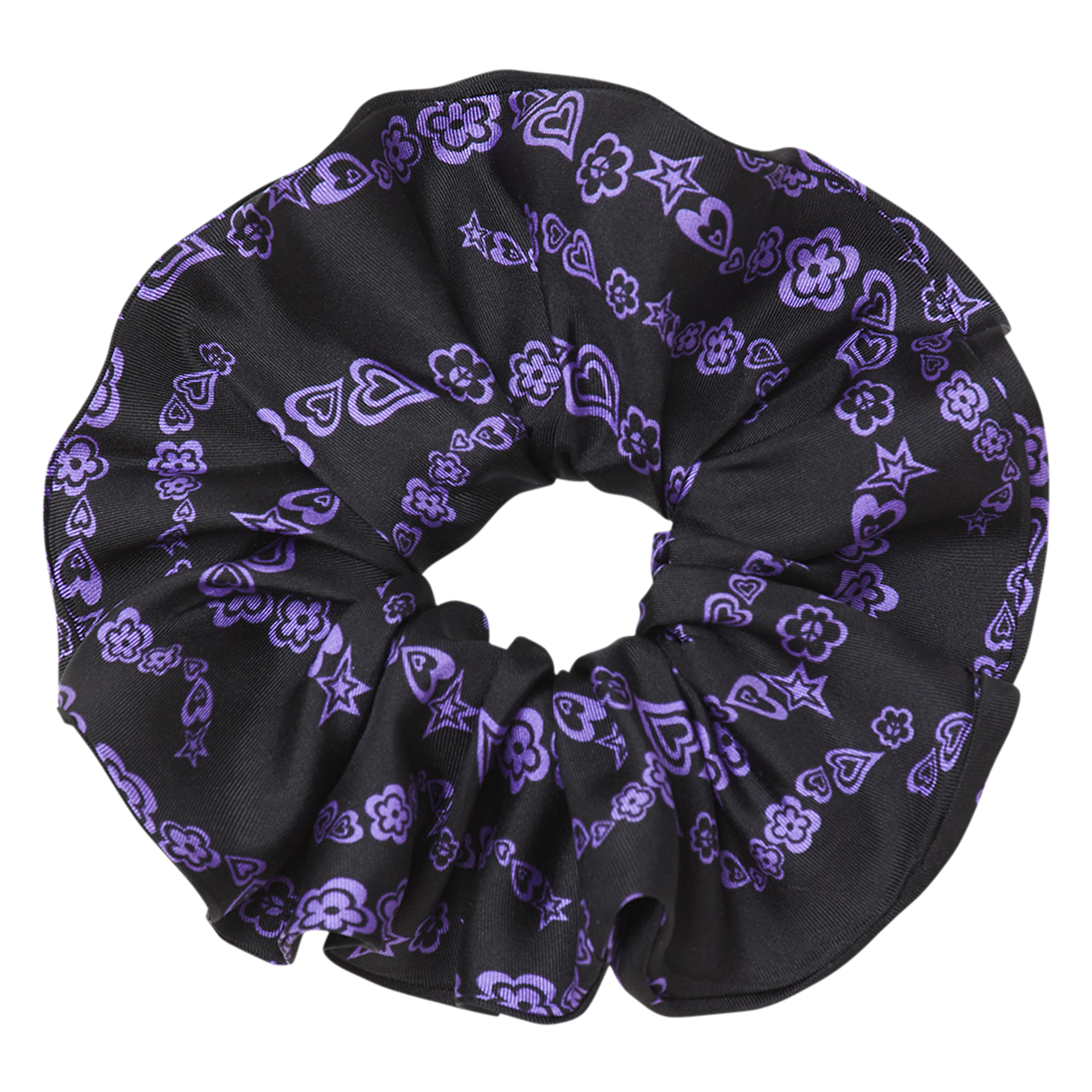 Zijden scrunchie met bloemenprint ZwartSANDRO