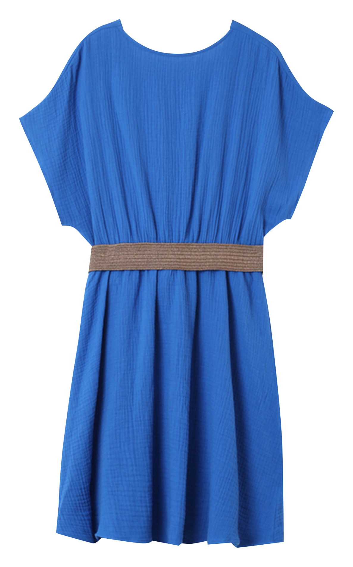 Short wrap dress belted in cotton gauze GRACE ET MILA Blue