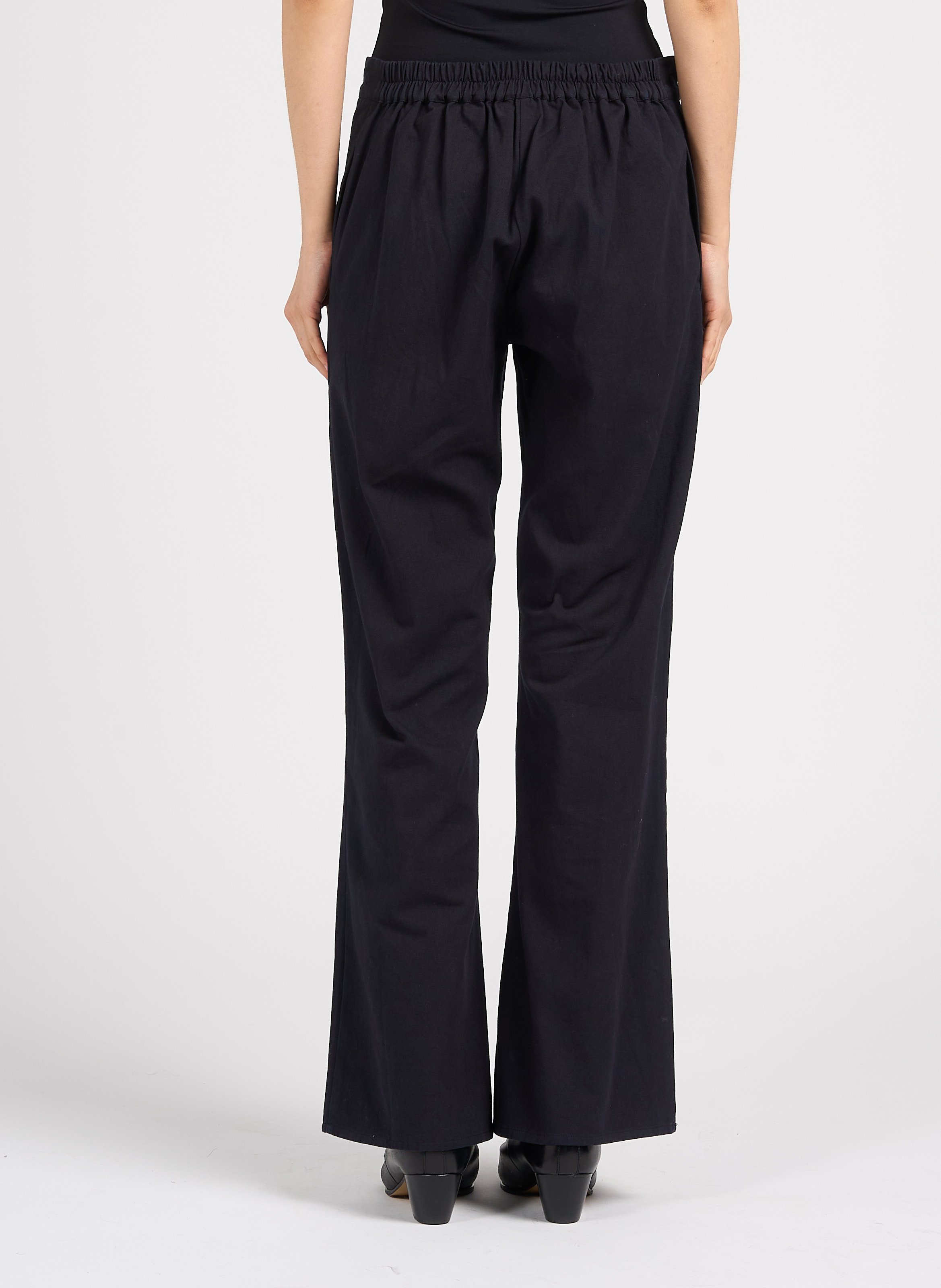 Straight embroidered cotton pants V DE VINSTER Black