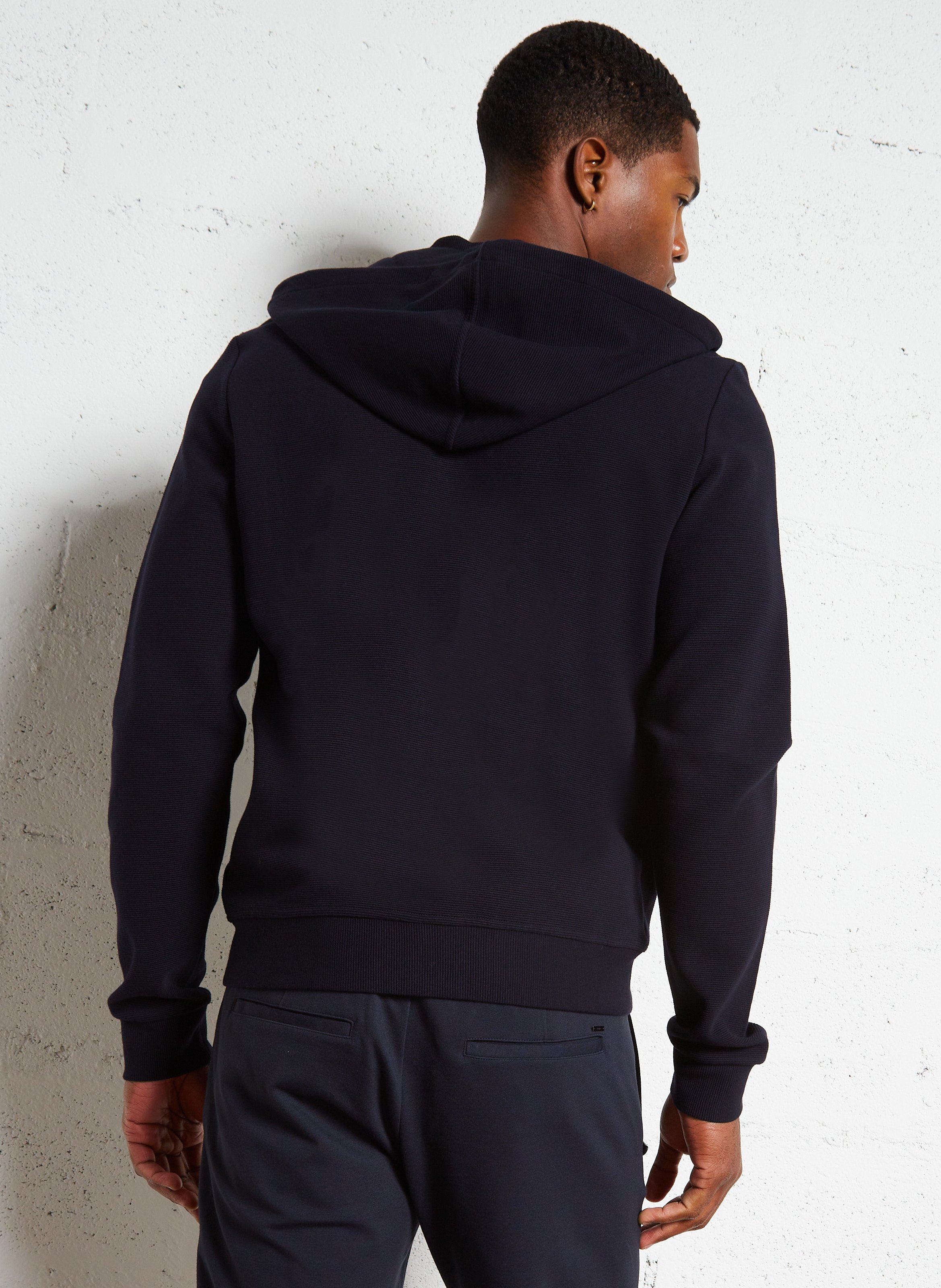 Kapuzenstrickjacke aus Baumwoll-Mix mit Rundhalsausschnitt, Regular Fit IKKS Blau