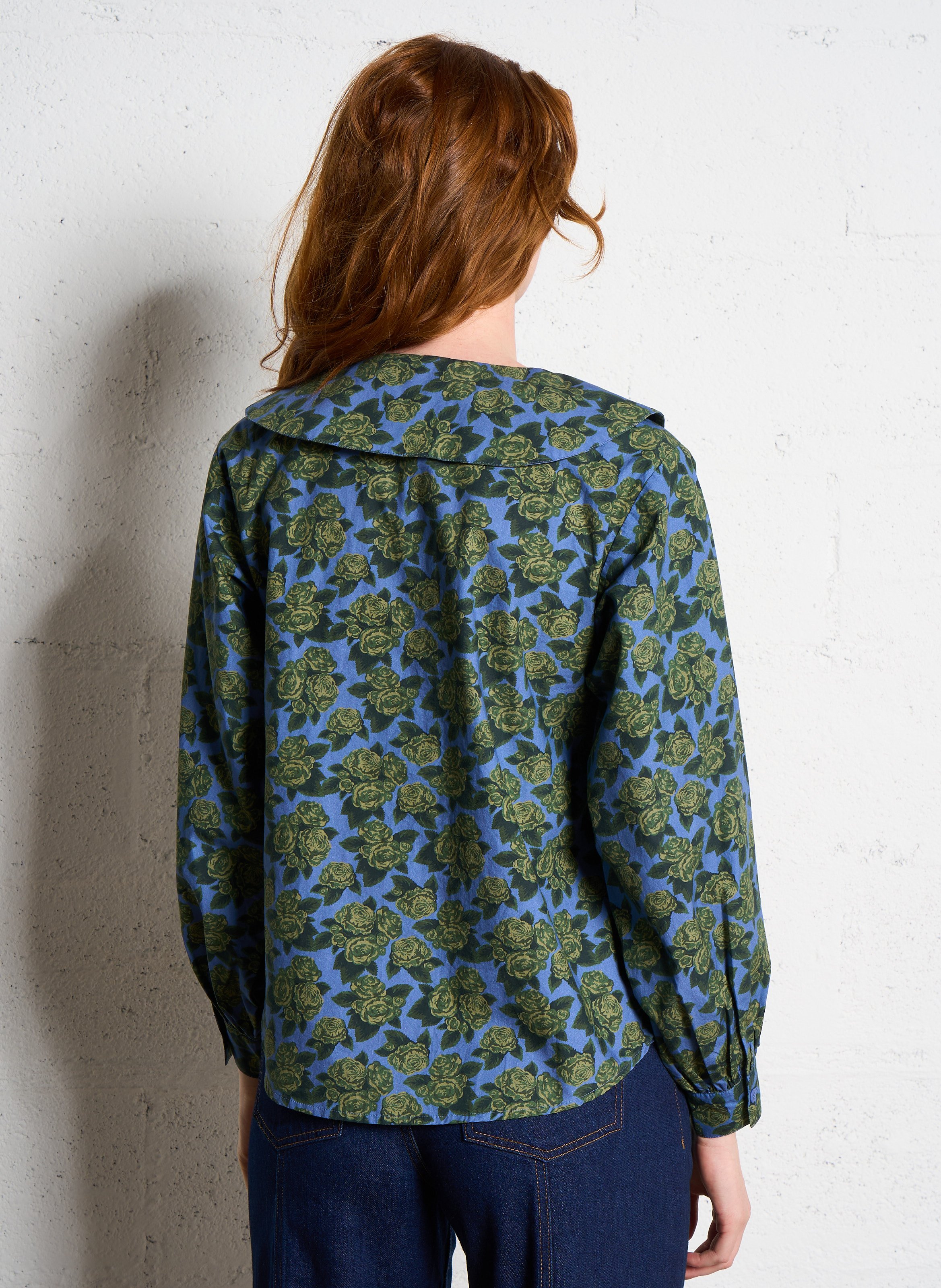 Buttoned cotton blouse THE TINY BIG SISTER Blue