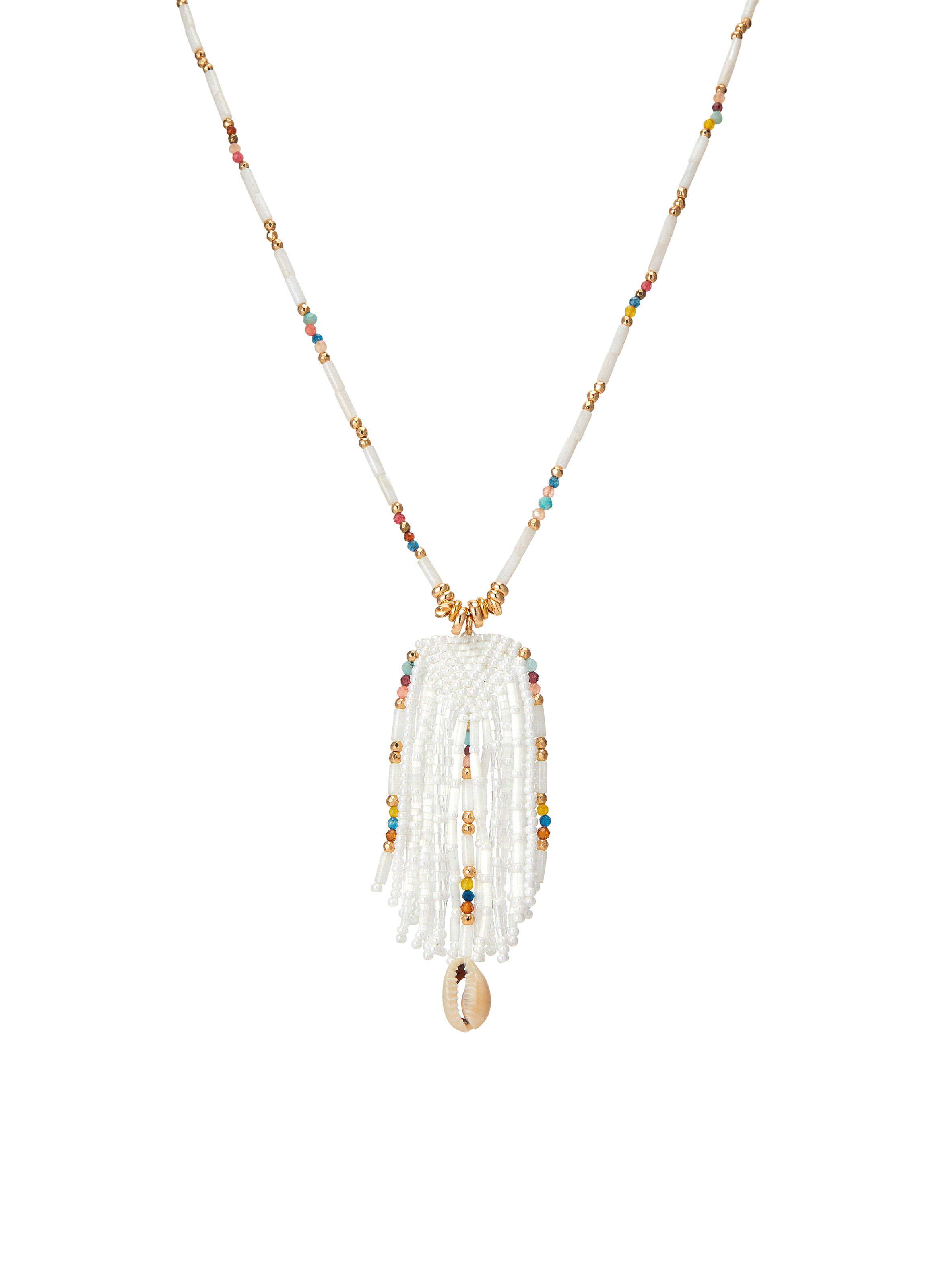 Long bead necklace HIPANEMA White