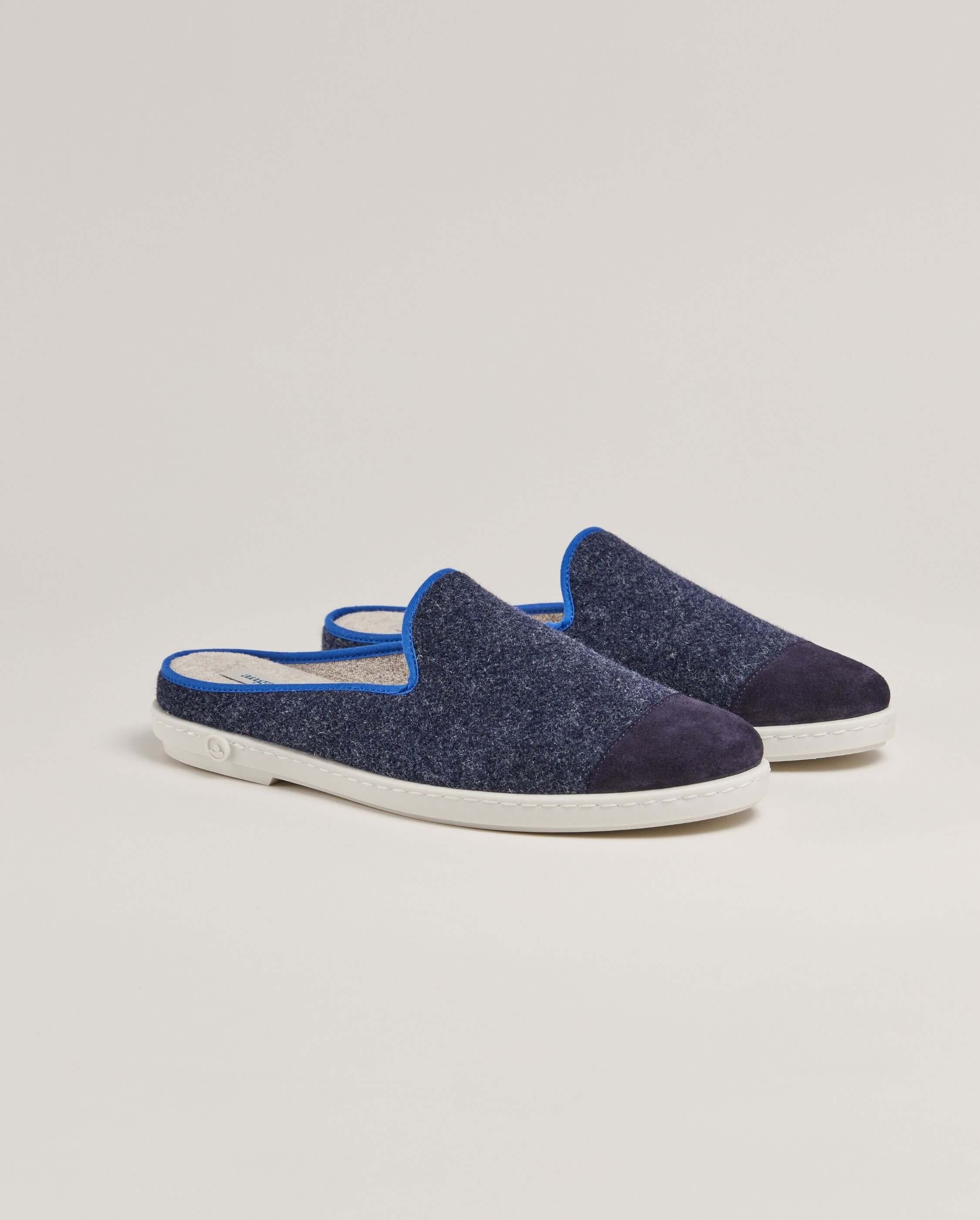 Men's wool mule, navy ocean ANGARDE Blue