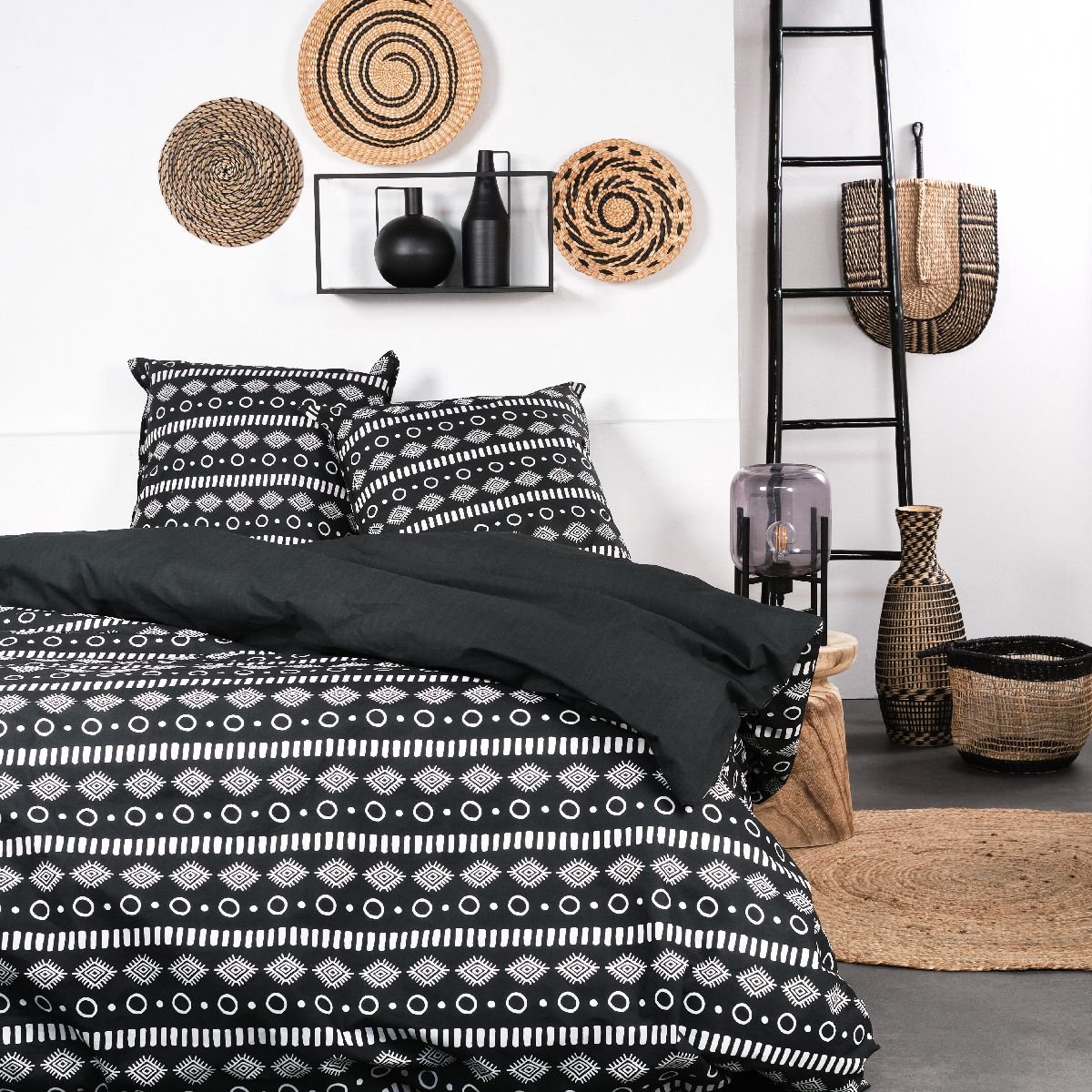Printed cotton bed set TODAY LINGE DE MAISON Black