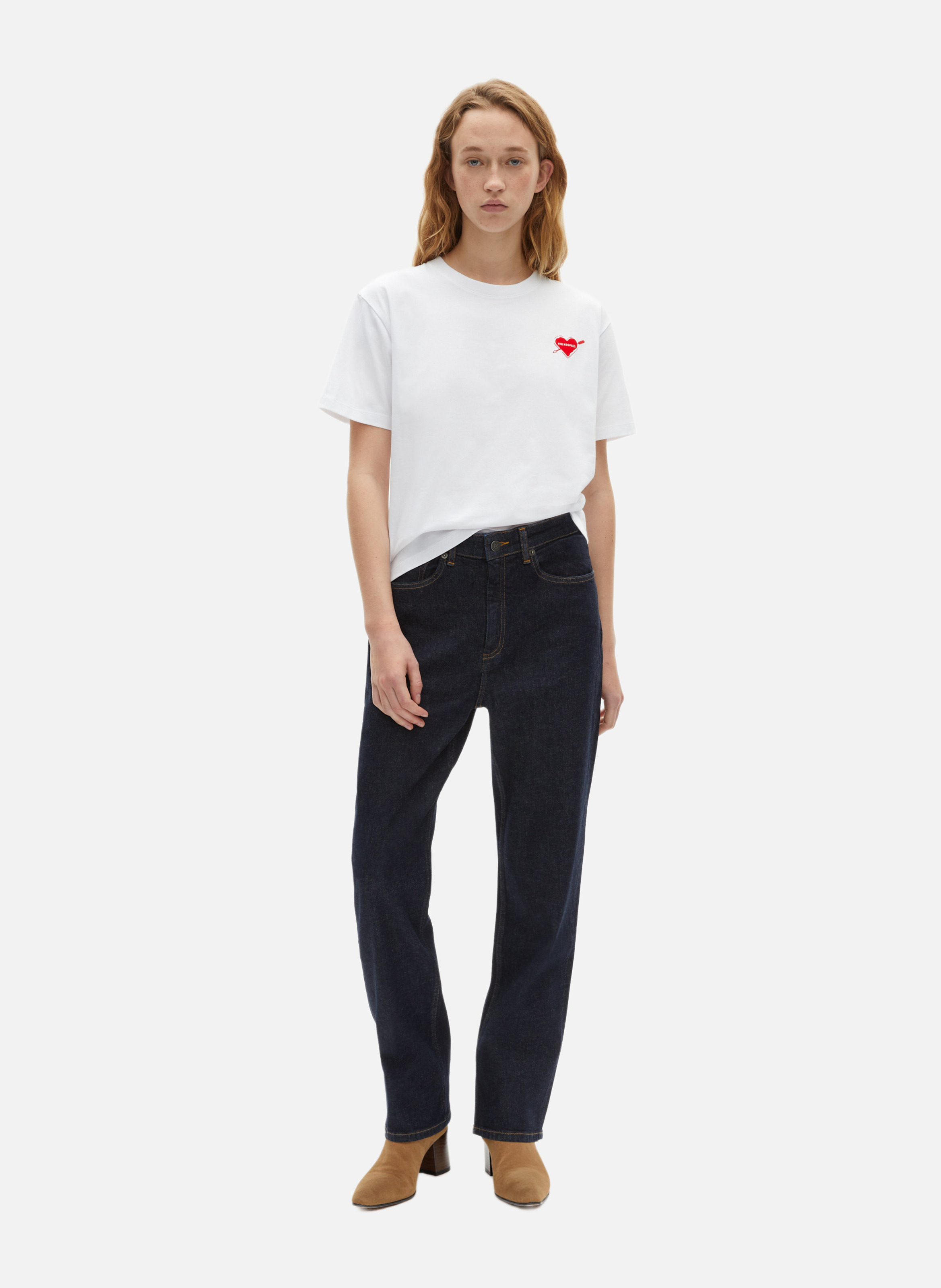 Straight fit T-shirt with heart print. THE KOOPLES White