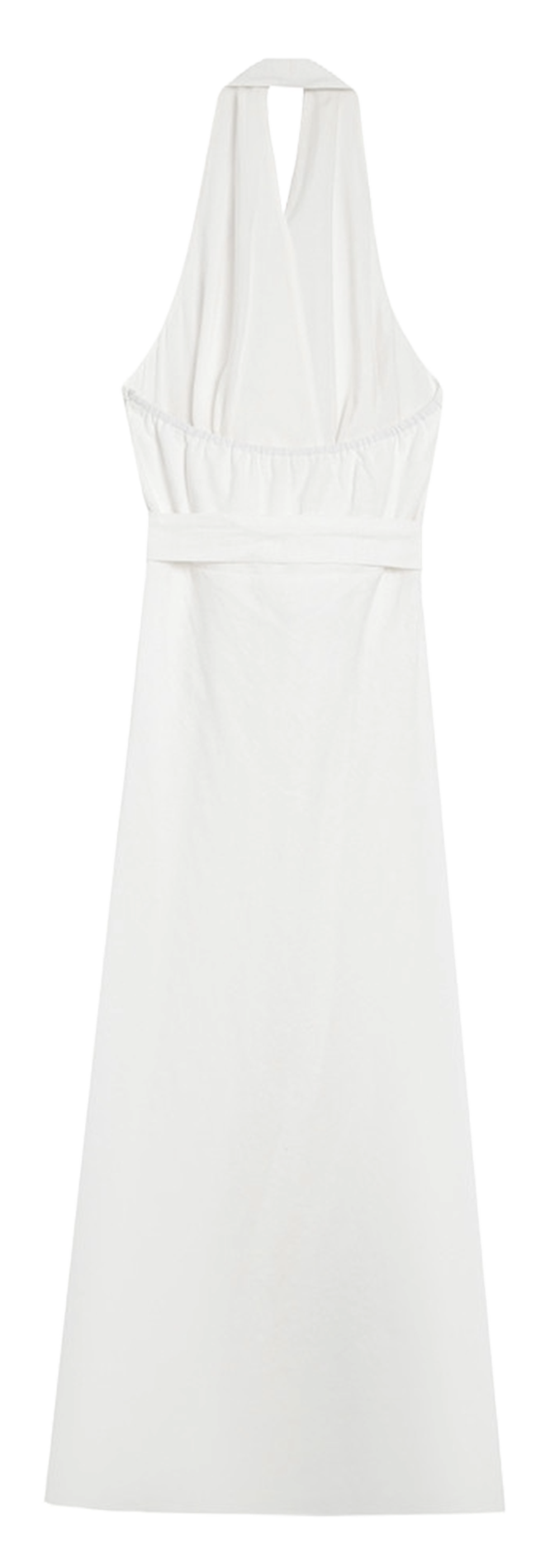 Long V-neck linen-blend dress GRACE ET MILA White