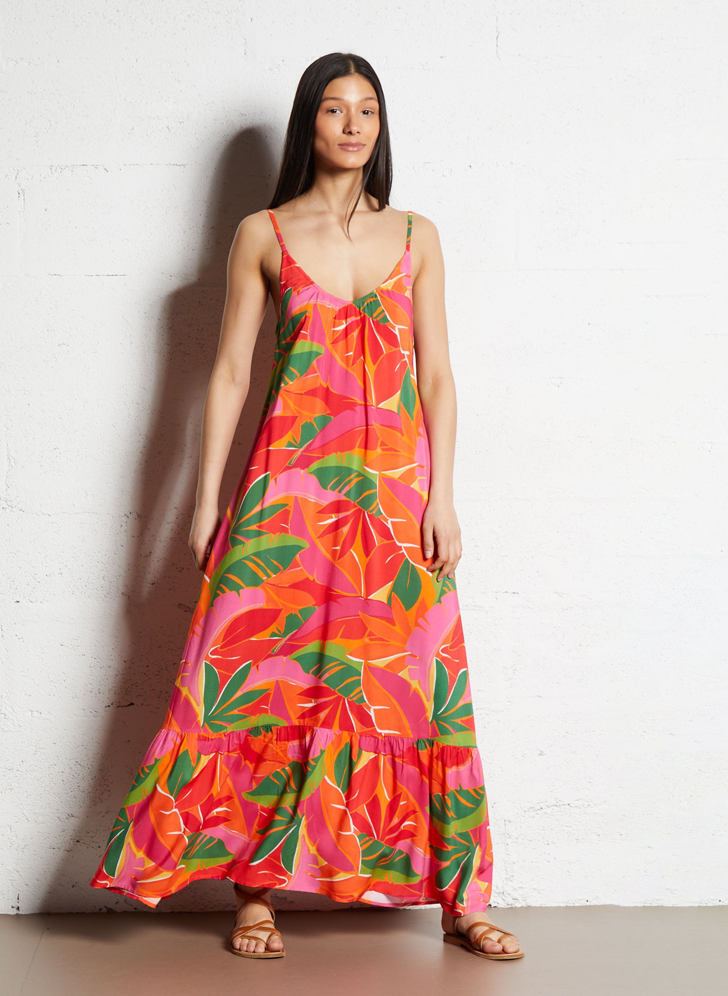 Lange jurk met print LA PETITE ETOILE Rood