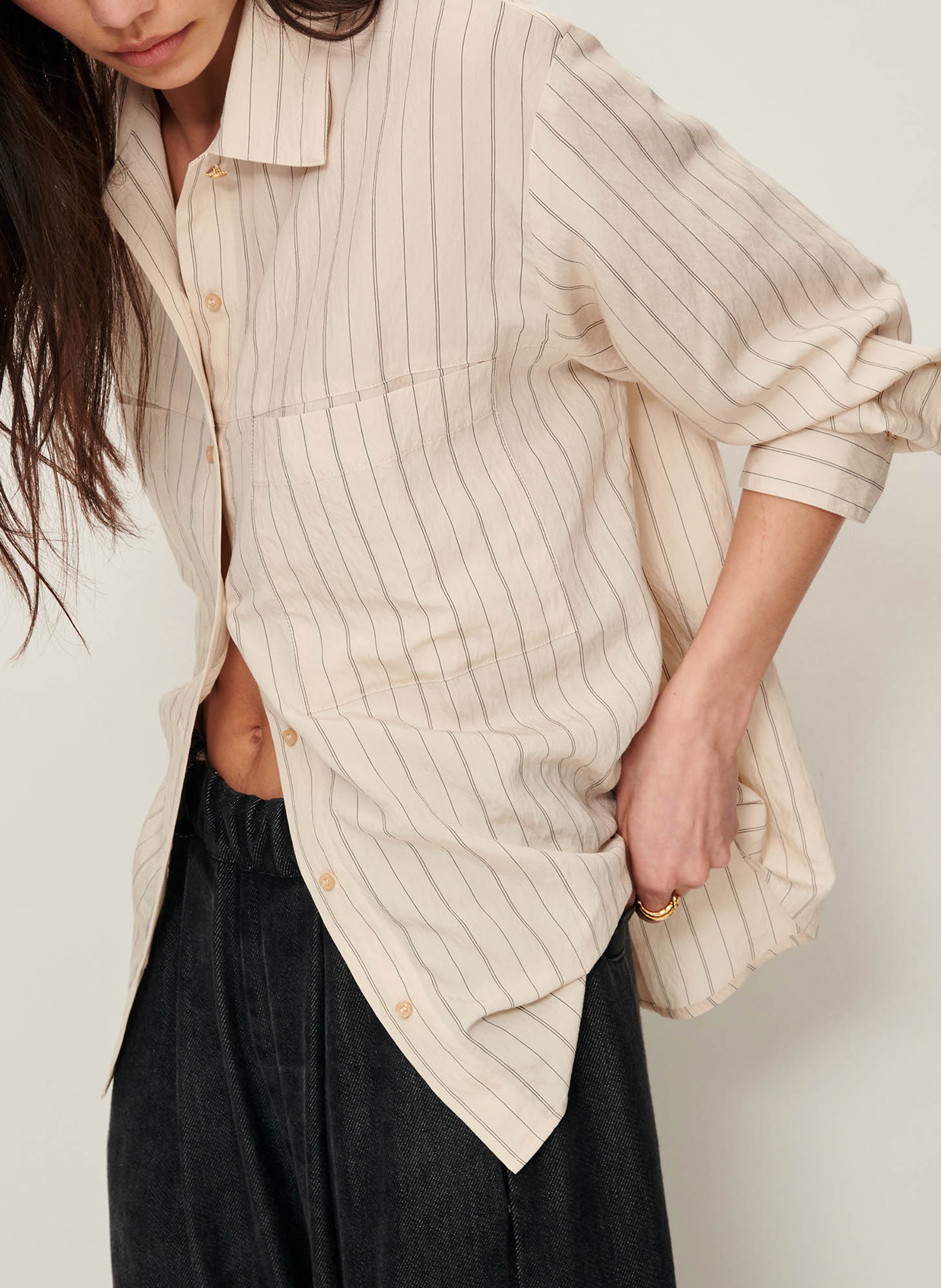 Chemise droite rayée SESSUN Beige