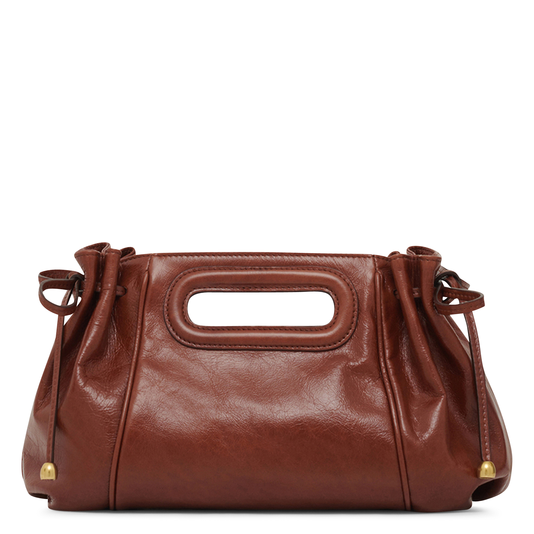 Ruched leather shoulder bag GERARD DAREL Brown