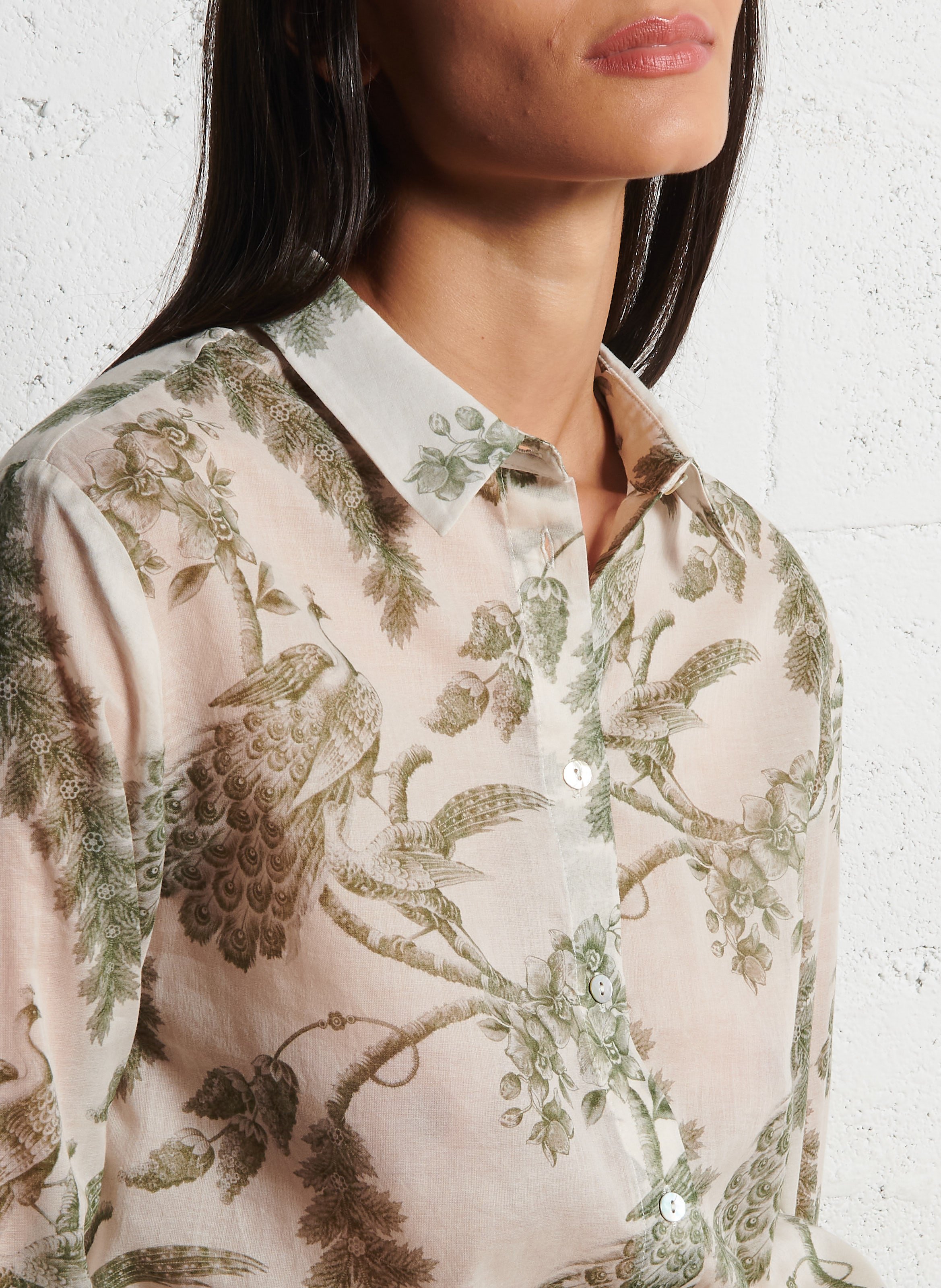 Chemise droite en coton MAISON 123 Kaki