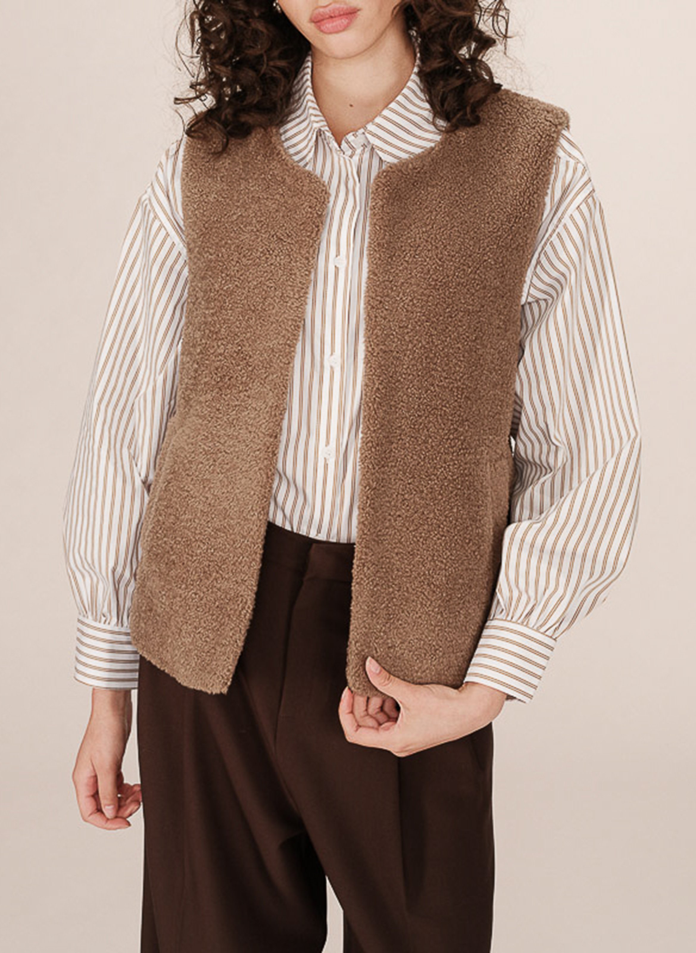 Sleeveless faux fur vest GRACE ET MILA Brown