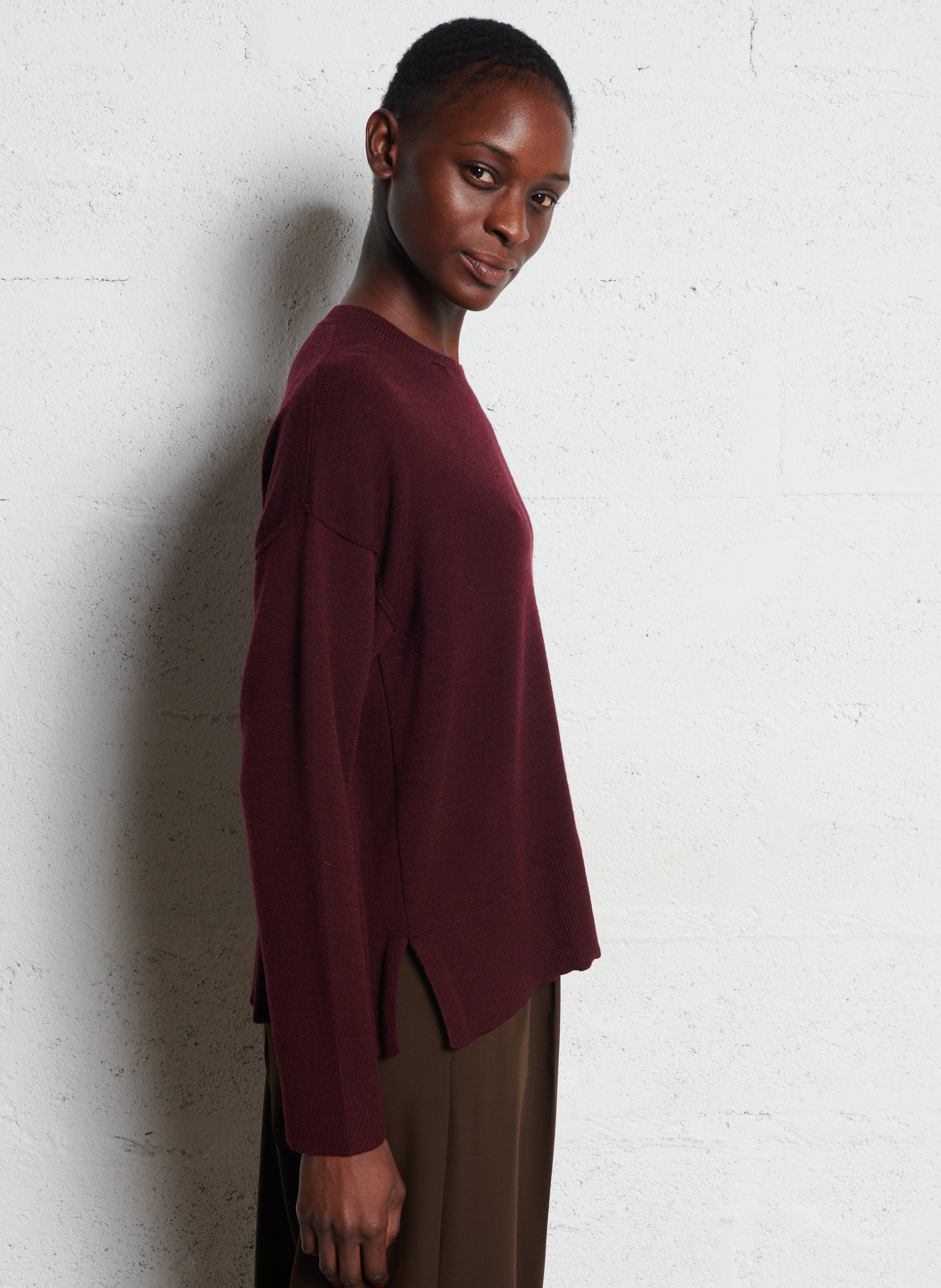 Pull ample col rond en laine et cachemire MAISON ANJE