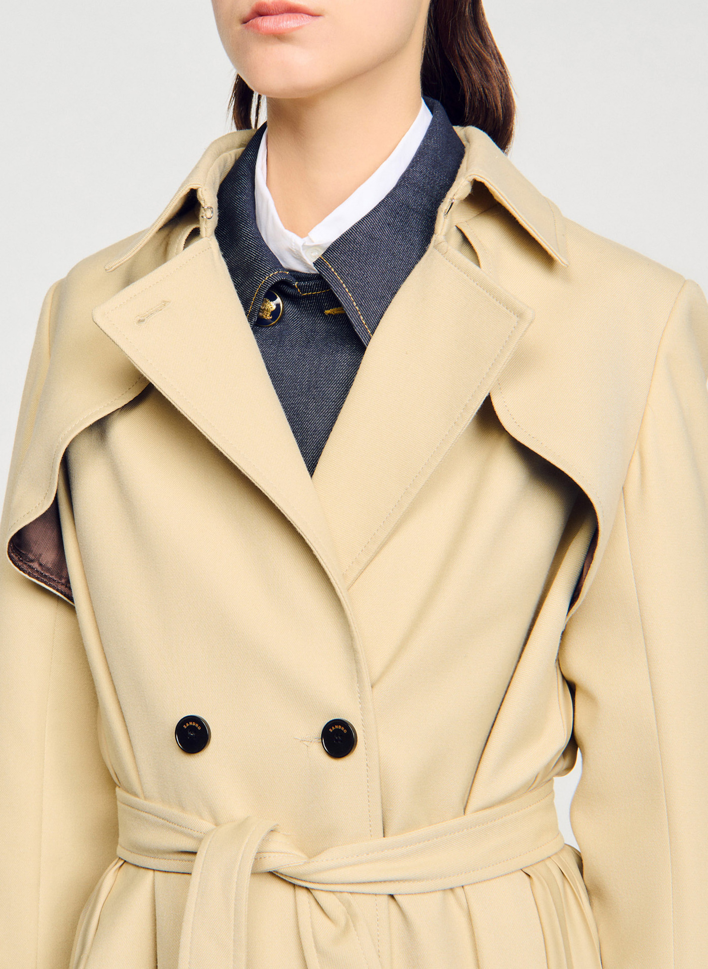 Oversized trenchcoat met kraag en revers SANDRO Beige